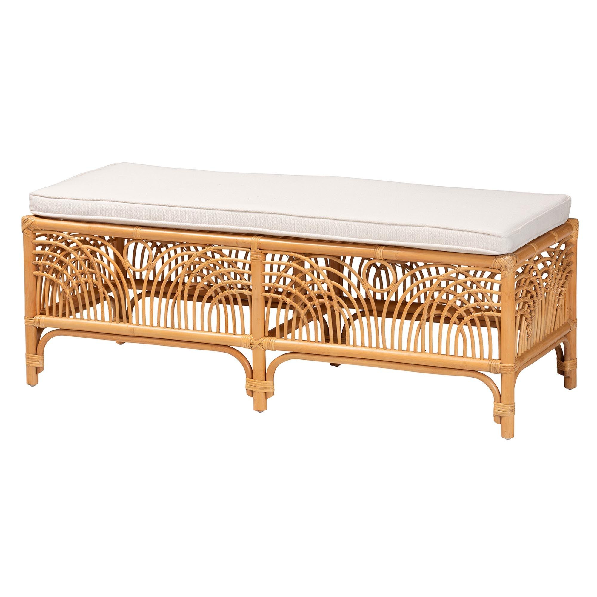 Bali & Pari Materra Modern bohemian Rattan Bench