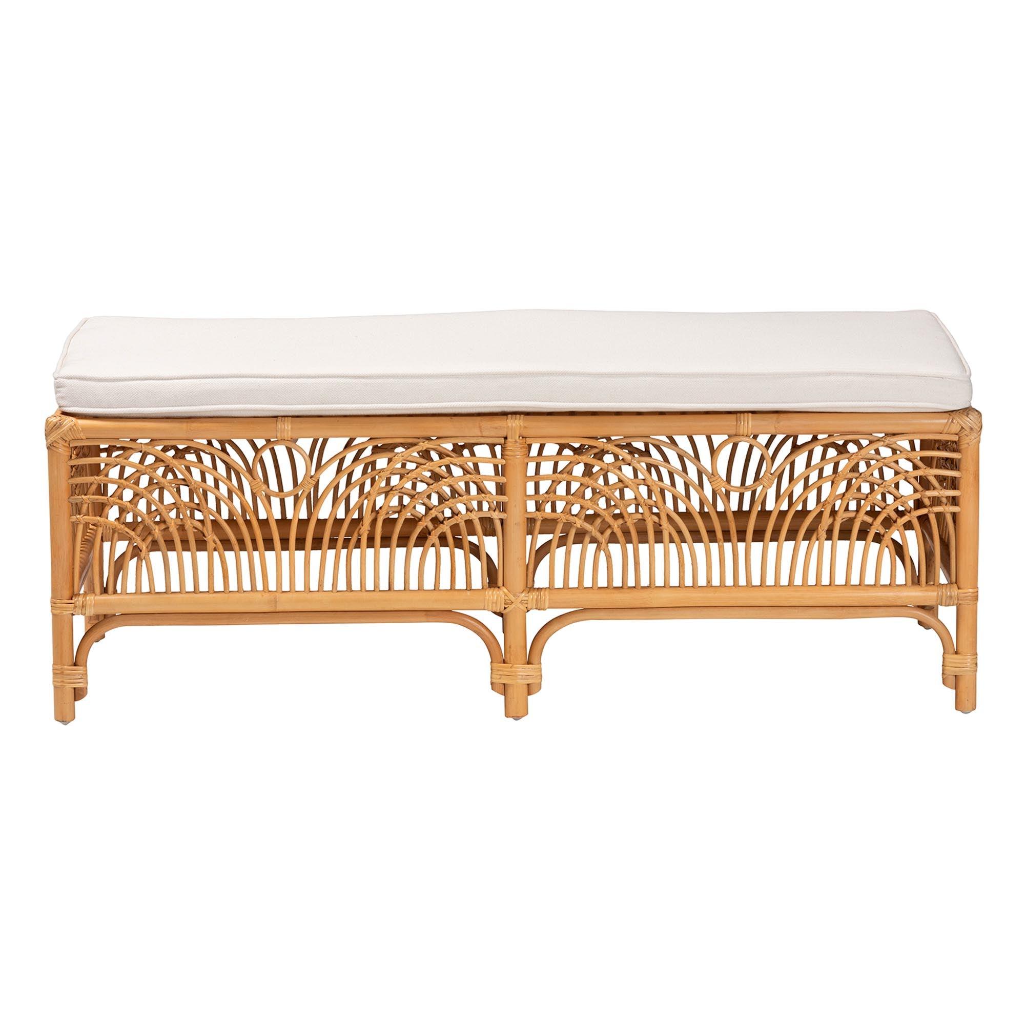 Bali & Pari Materra Modern bohemian Rattan Bench