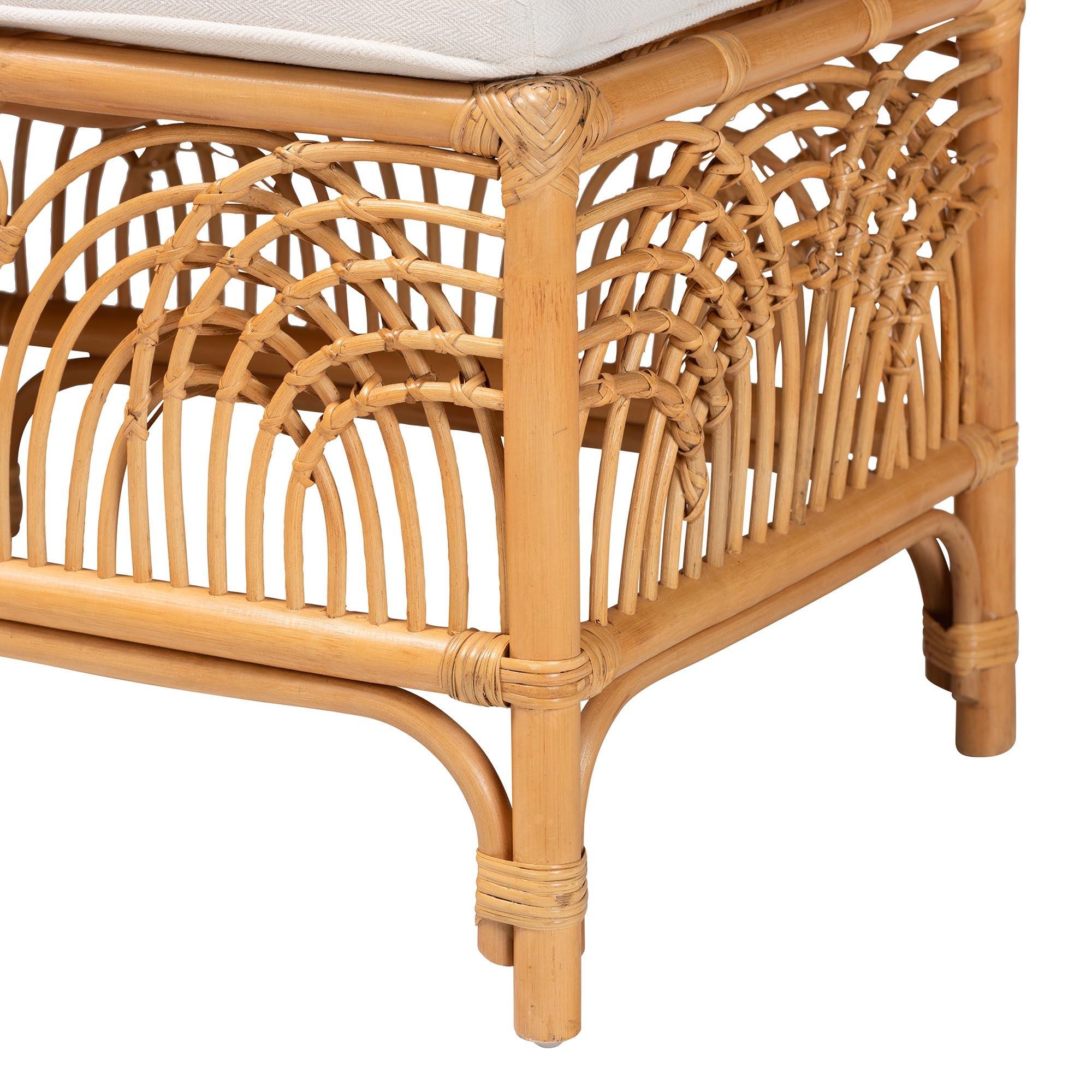 Bali & Pari Materra Modern bohemian Rattan Bench