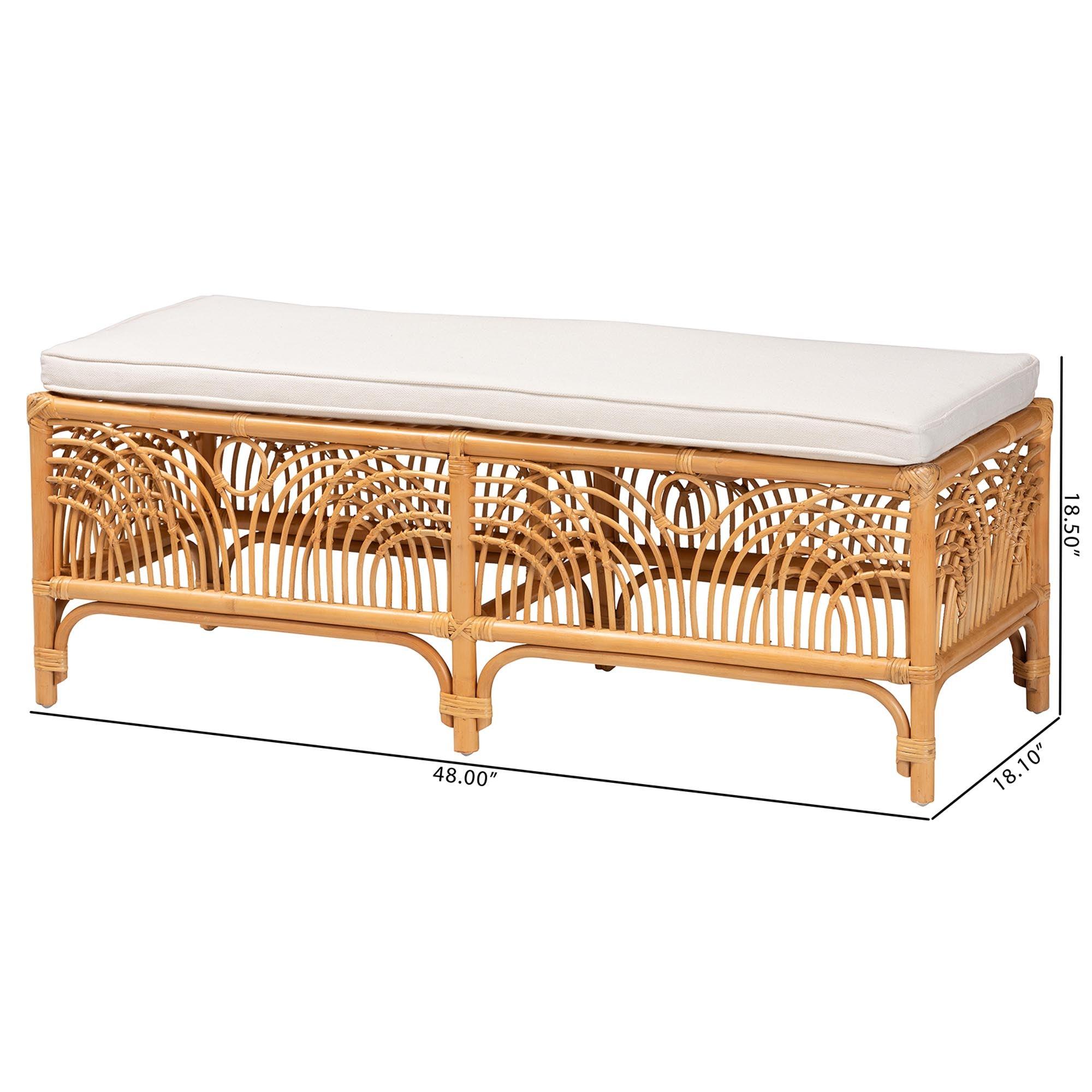Bali & Pari Materra Modern bohemian Rattan Bench