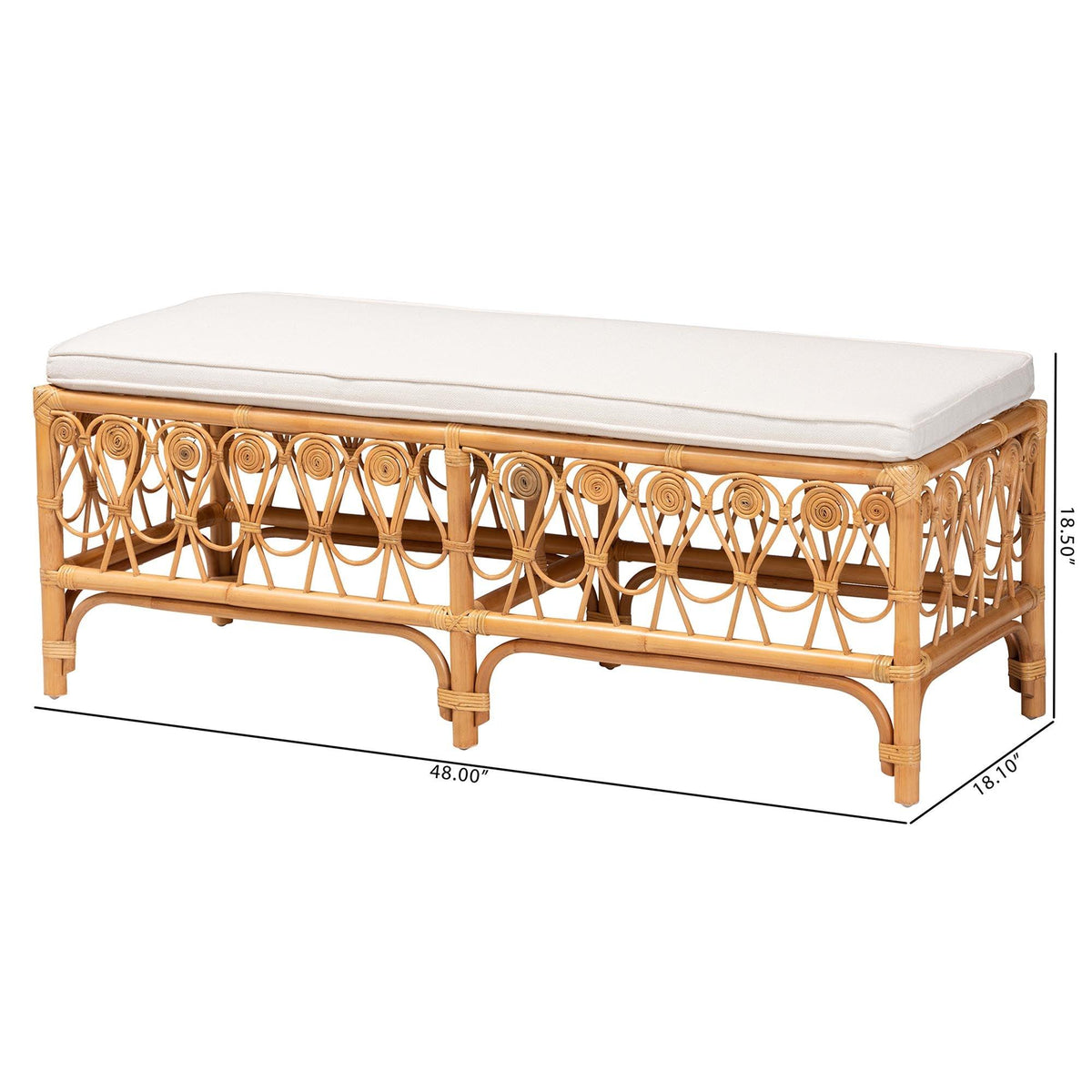 Bali & Pari Ibiza Modern bohemian Rattan Bench