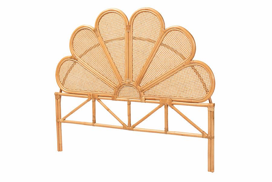 Bali & Pari Flower Modern Bohemian Honey Rattan Standalone Headboard