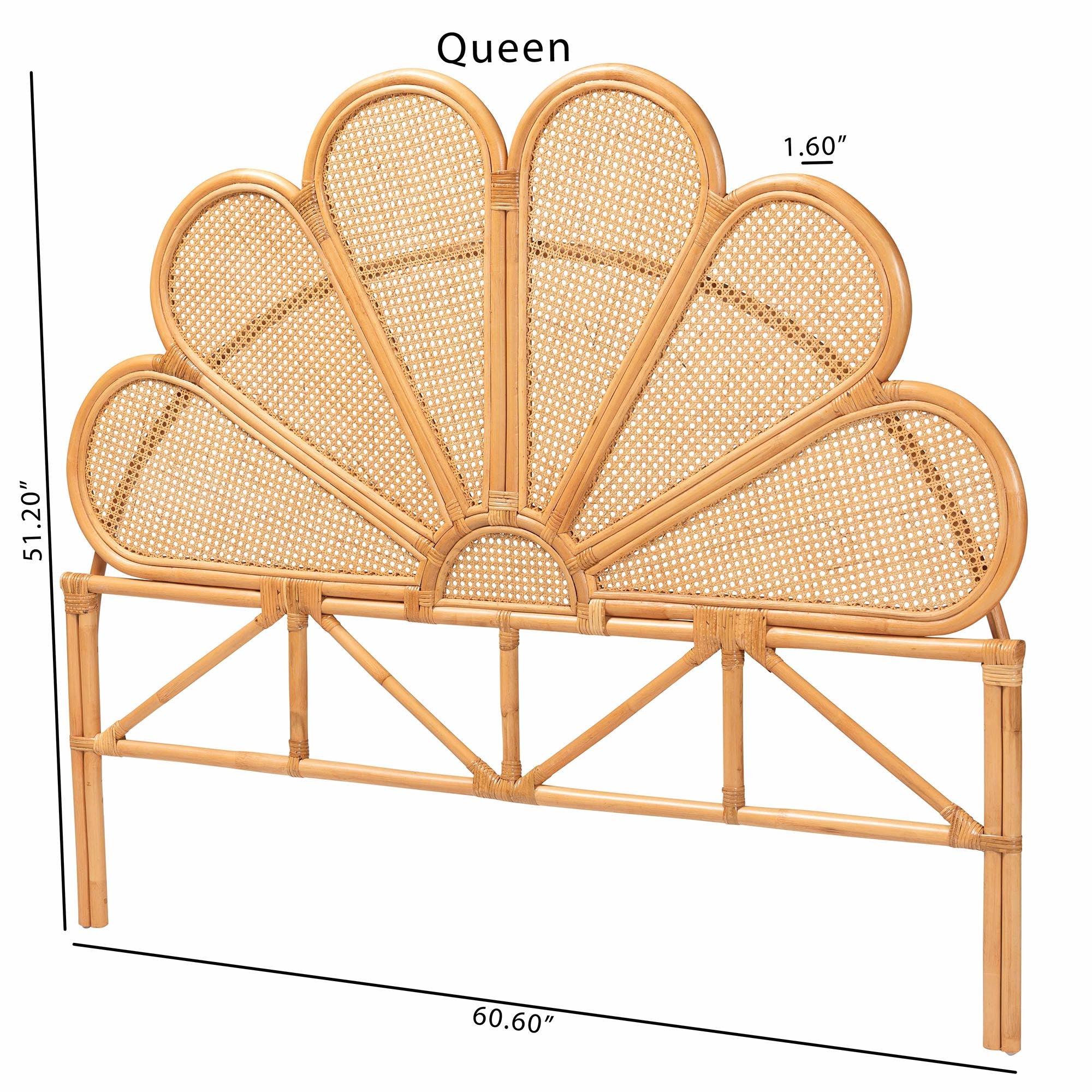 Bali & Pari Flower Modern Bohemian Honey Rattan Standalone Headboard