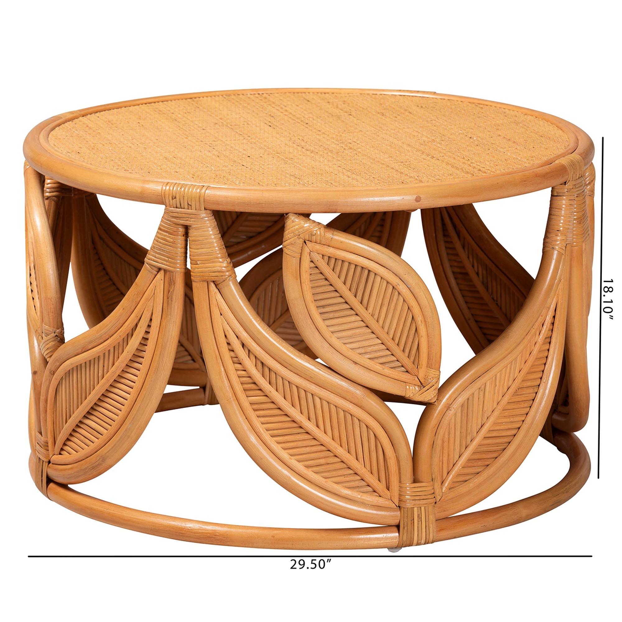 Bali & Pari Raflesia Modern Bohemian Rattan Coffee Table