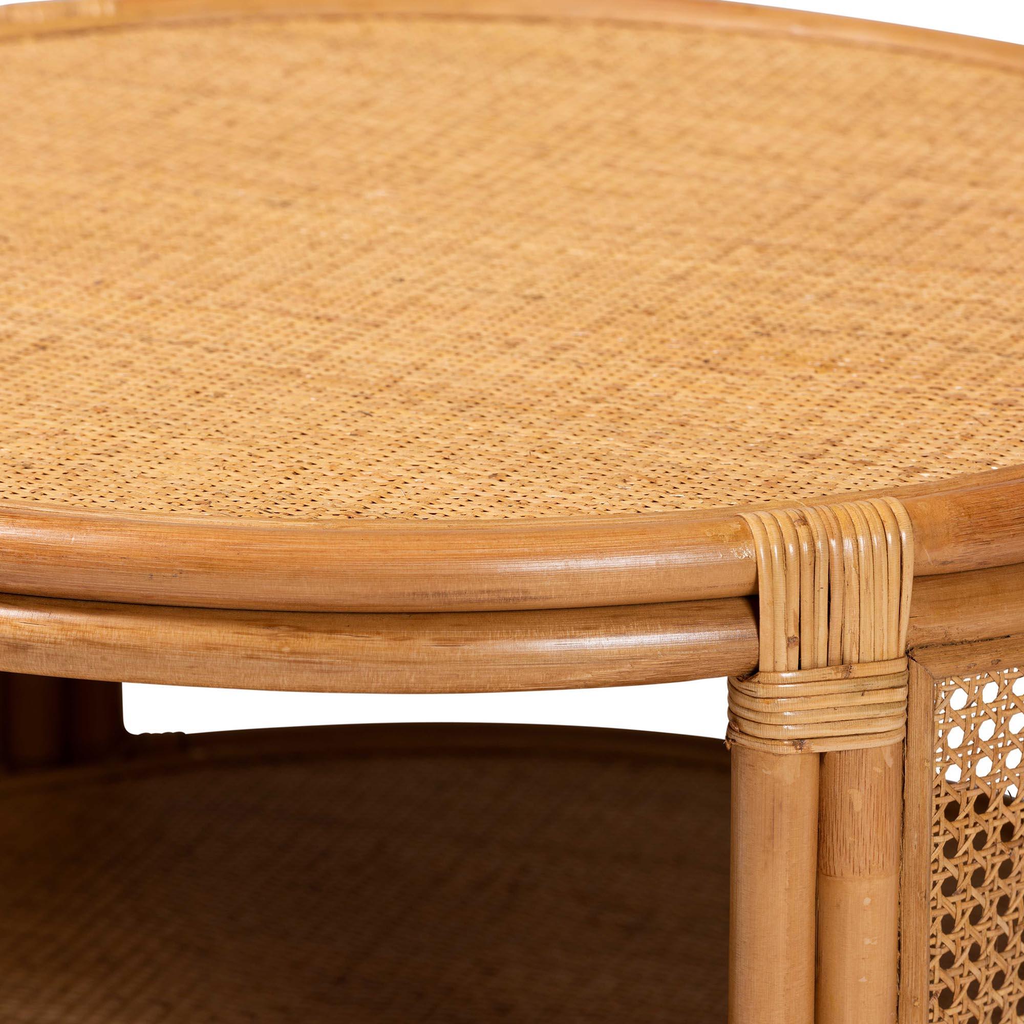 Bali & Pari Louis Modern Bohemian Rattan Coffee Table