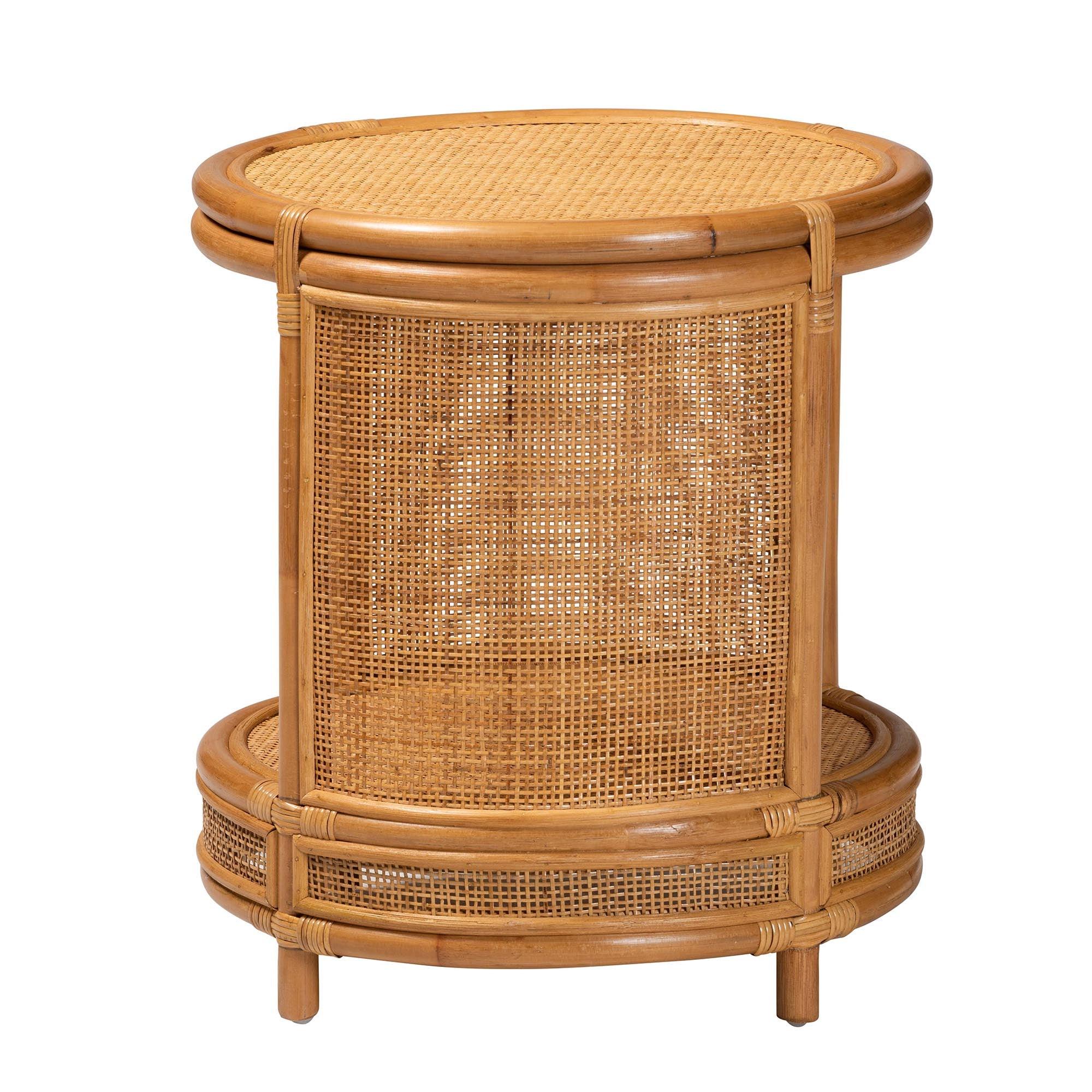 Bali & Pari Louis Modern Bohemian Rattan End Table