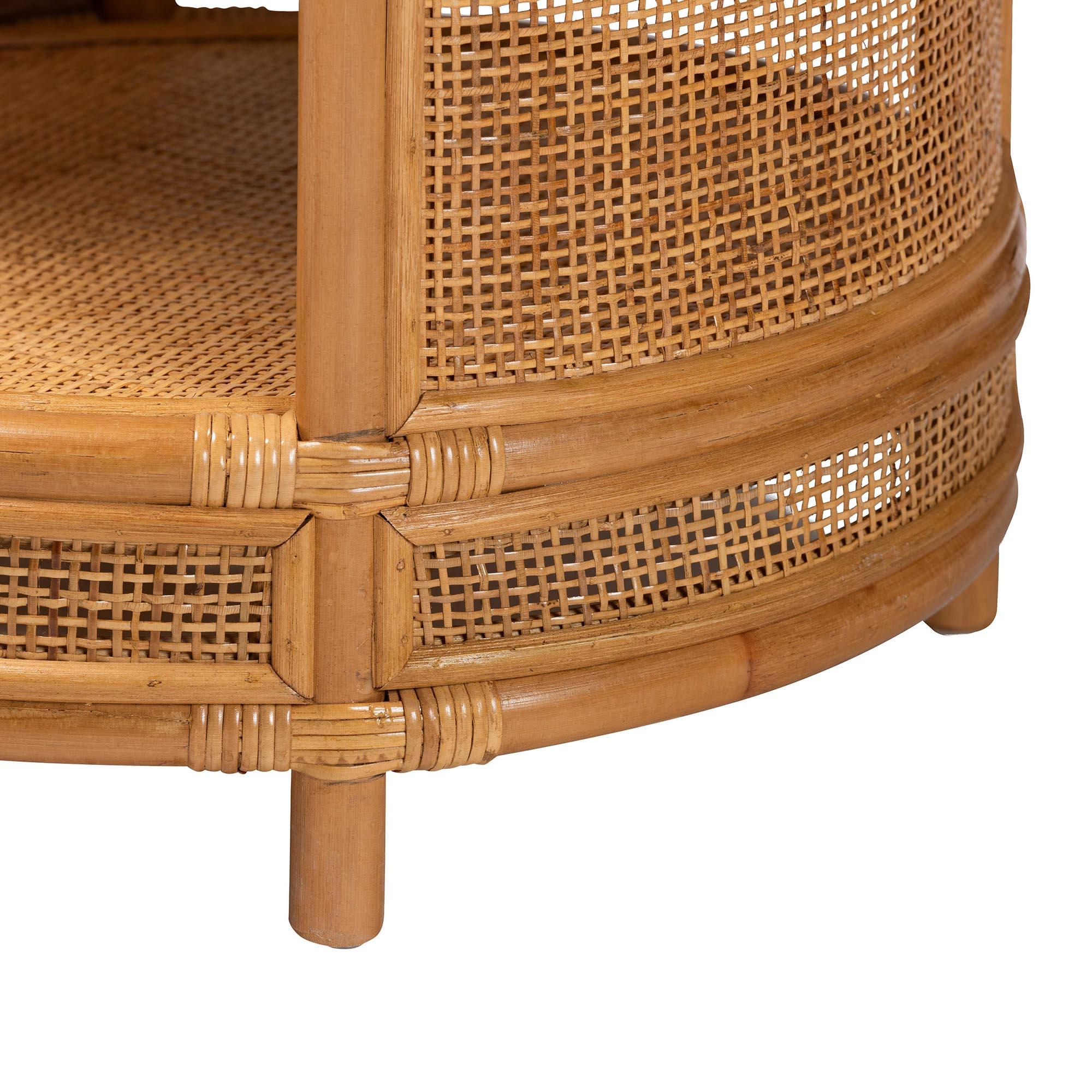 Bali & Pari Louis Modern Bohemian Rattan End Table