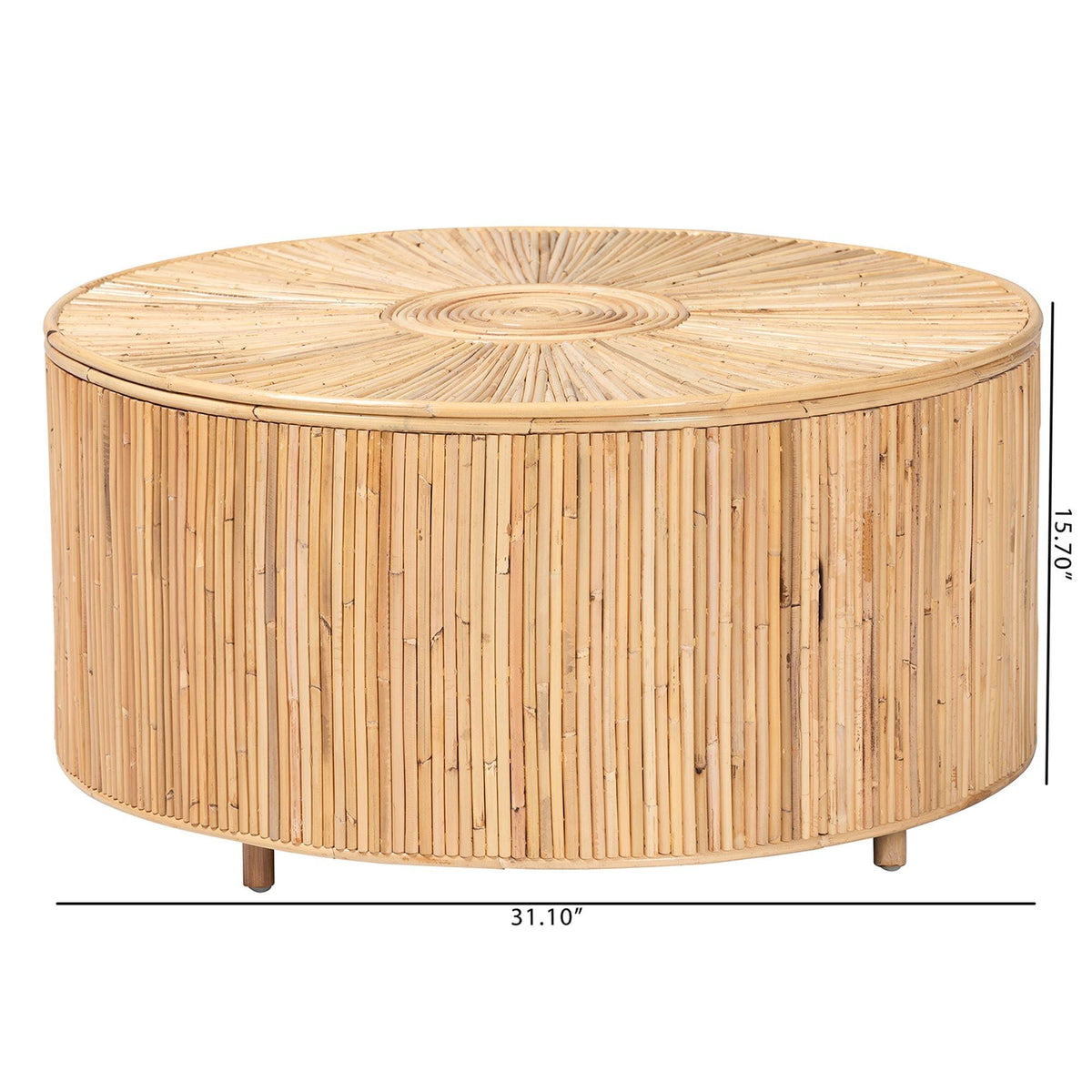 Bali & Pari Miami Bohemian Light Honey Rattan Coffee Table