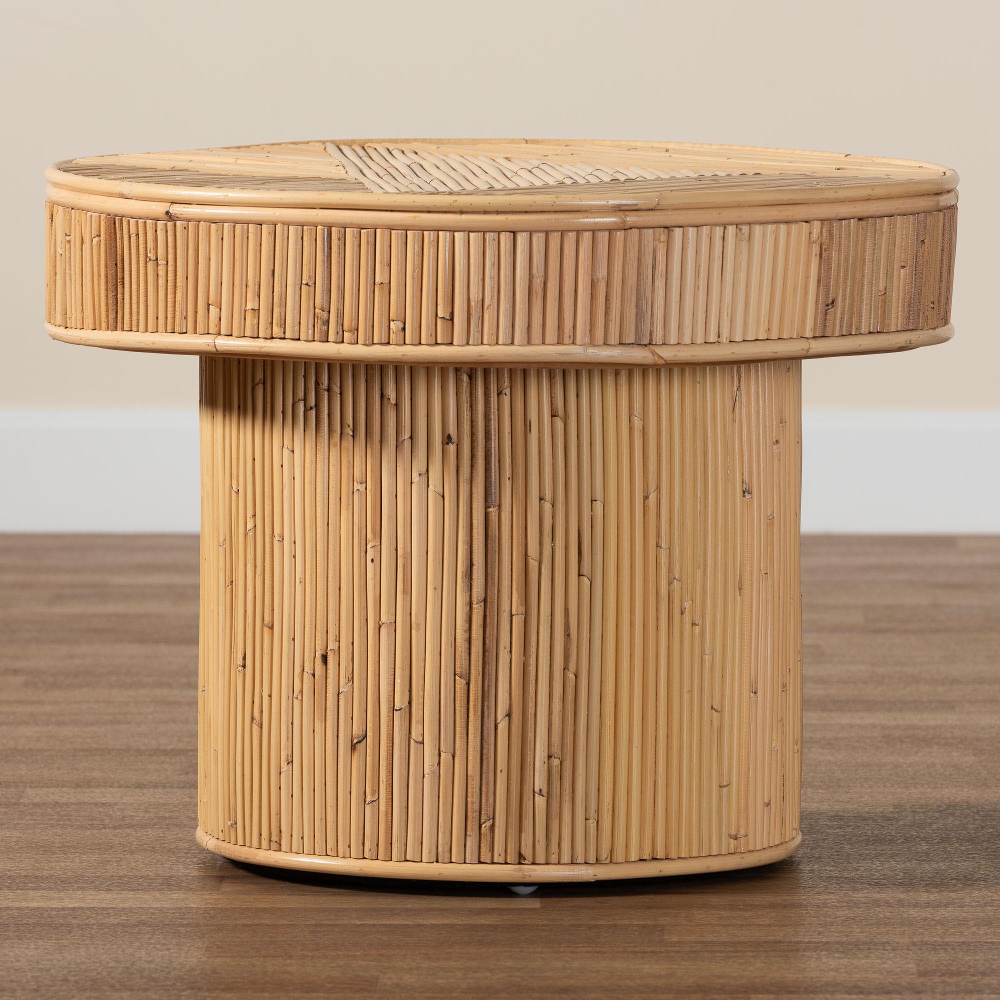 bali & pari Iryna Modern Bohemian Rattan End Table