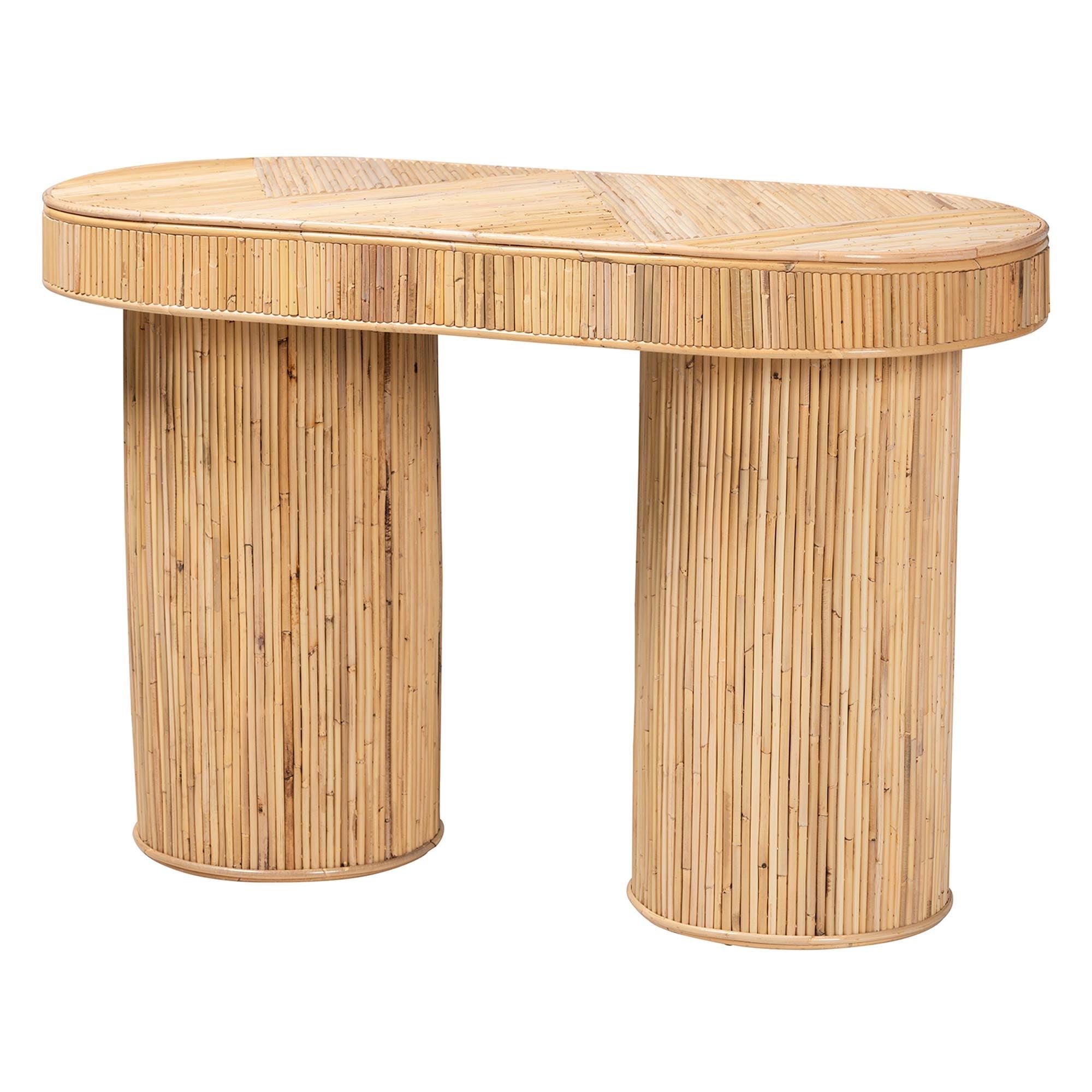 Bali & Pari Iryna Modern Bohemian Rattan Console Table