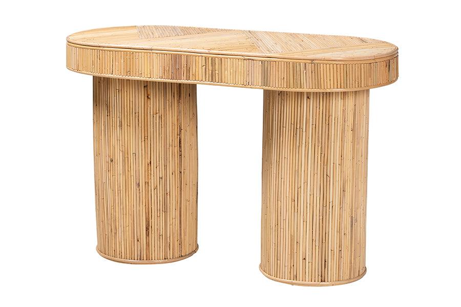 Bali & Pari Iryna Modern Bohemian Rattan Console Table