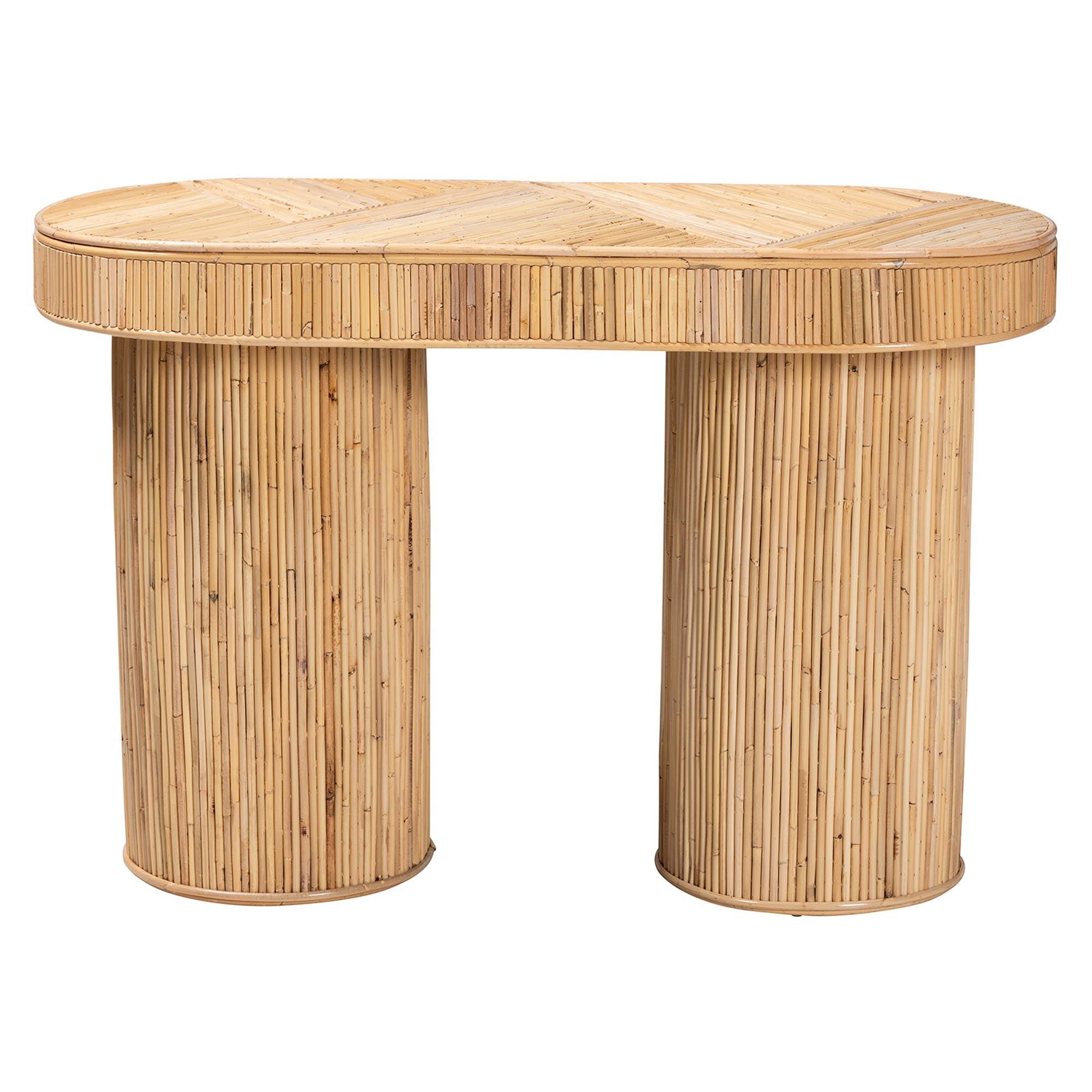 Bali & Pari Iryna Modern Bohemian Rattan Console Table