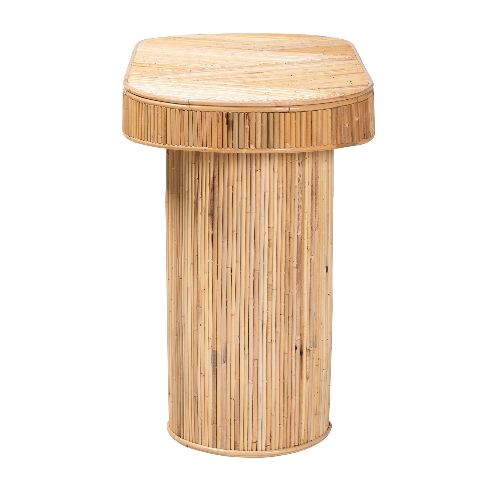 Bali & Pari Iryna Modern Bohemian Rattan Console Table