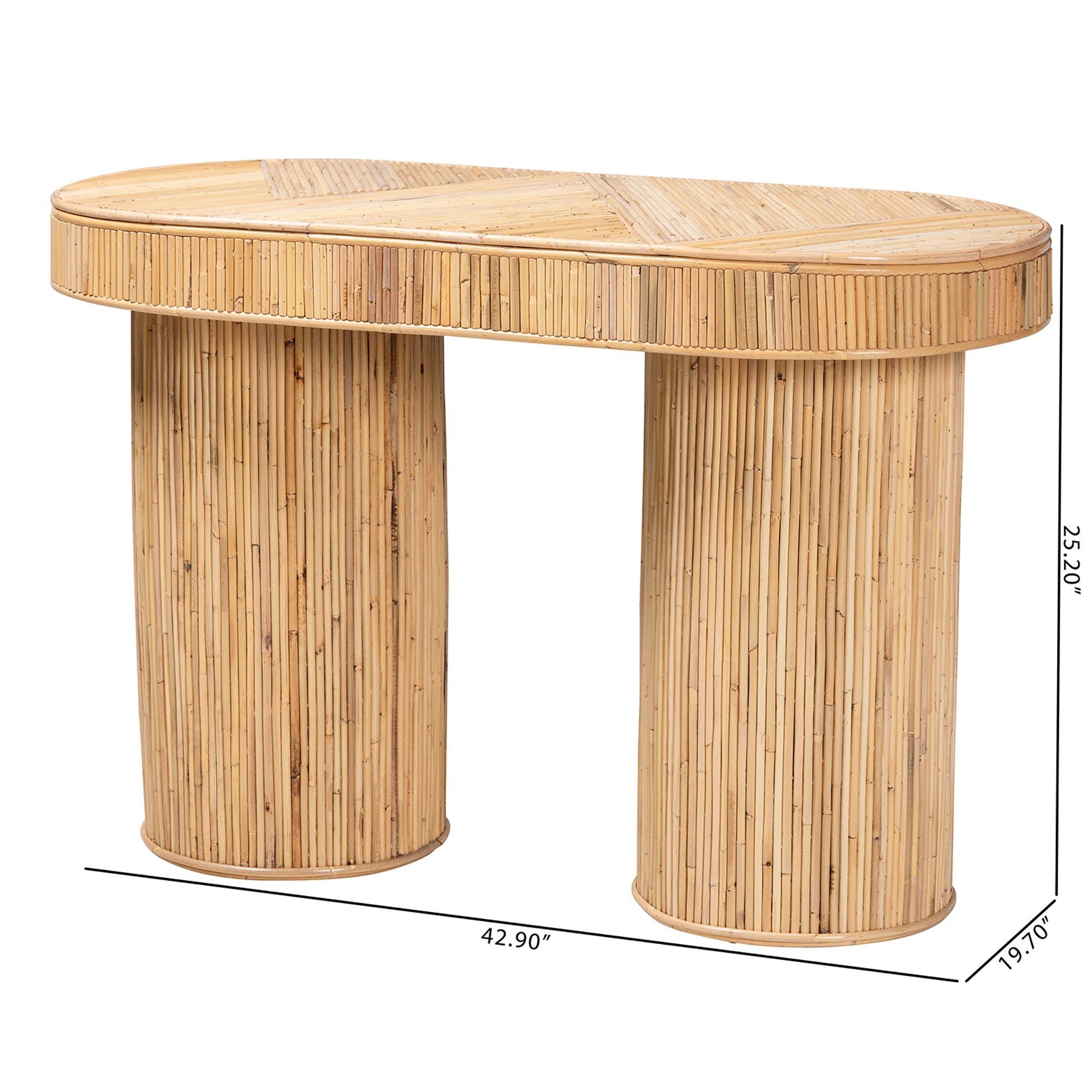 Bali & Pari Iryna Modern Bohemian Rattan Console Table