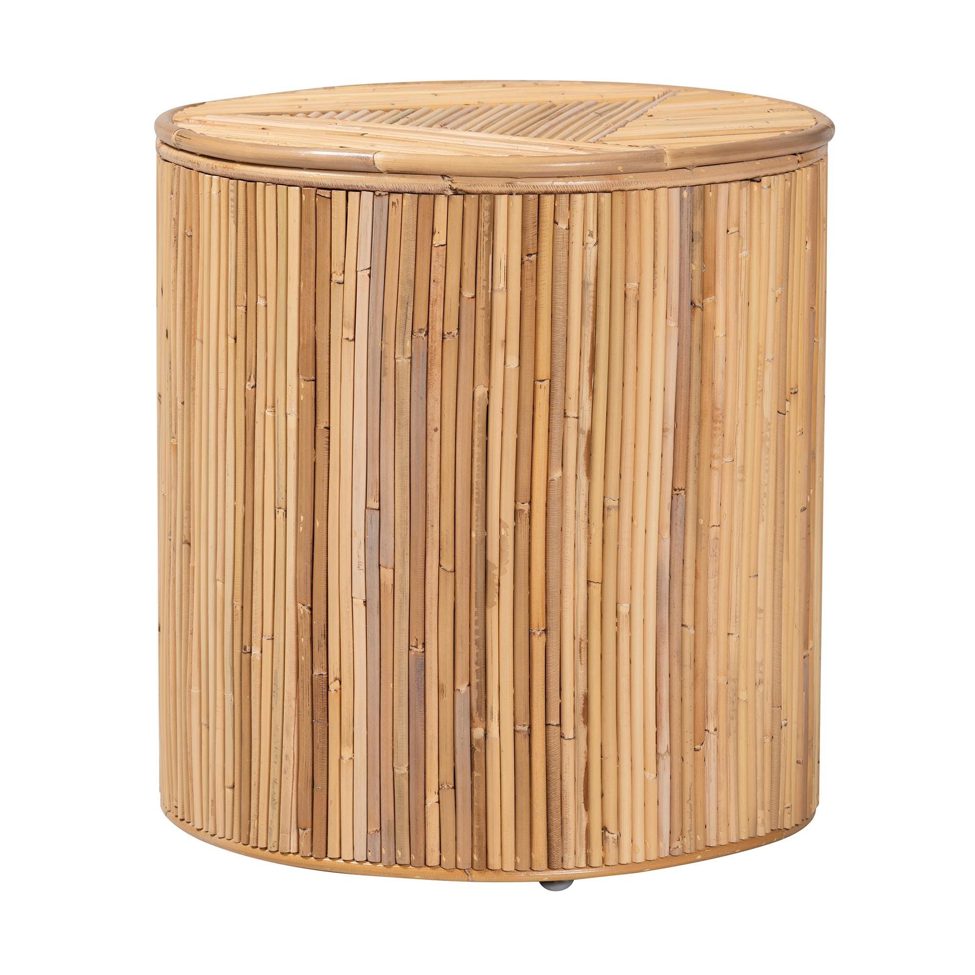 Bali & Pari Milagra Modern Bohemian Rattan End Table
