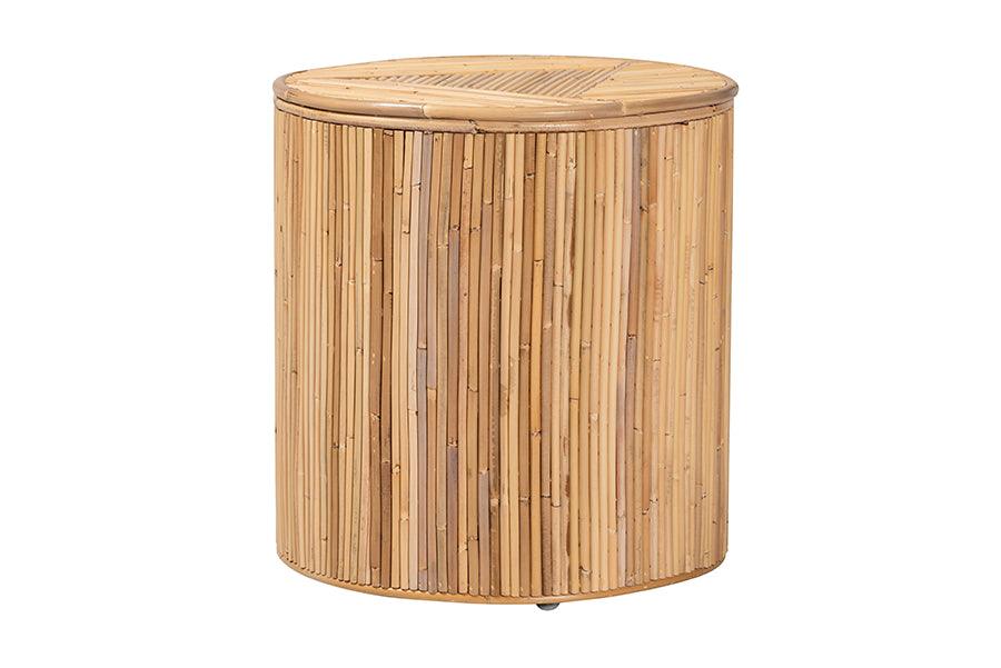 Bali & Pari Milagra Modern Bohemian Rattan End Table