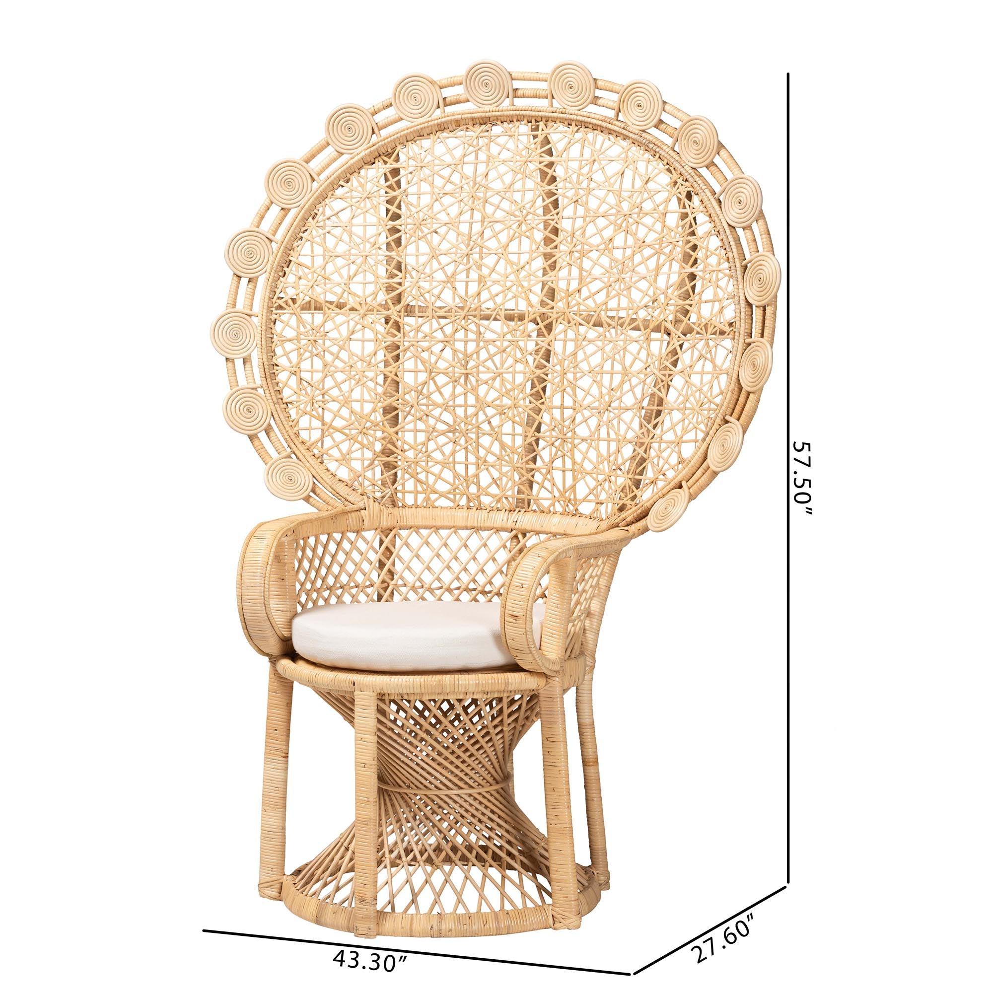 Bali & Pari Hecate Modern Bohemian Rattan Peacock Chair