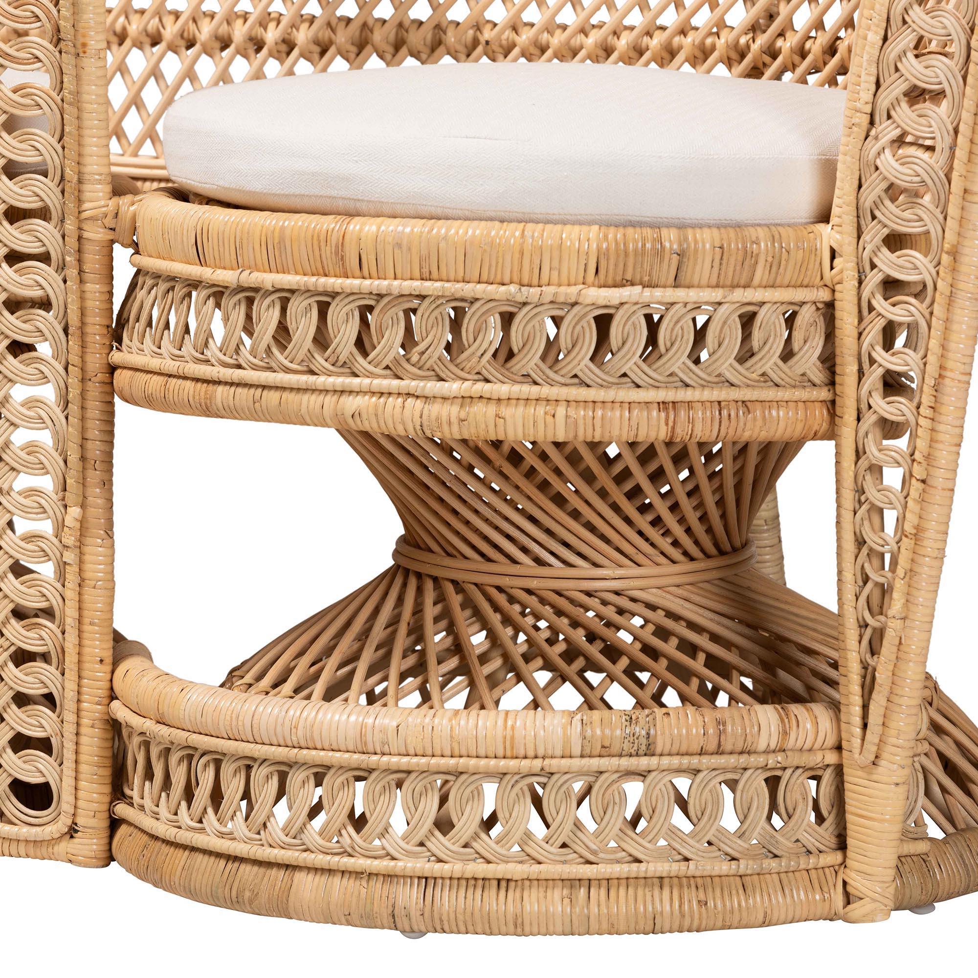 Bali & Pari Nerita Modern Bohemian Rattan Two-Seater Peacock Chair