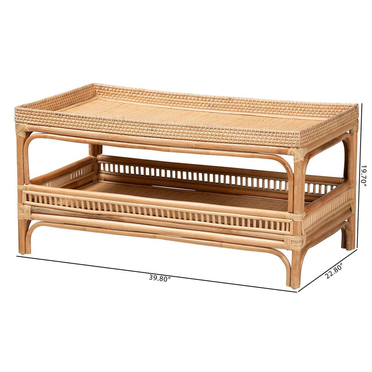 Bali & Pari Lombok Modern Bohemian Rattan Coffee Table