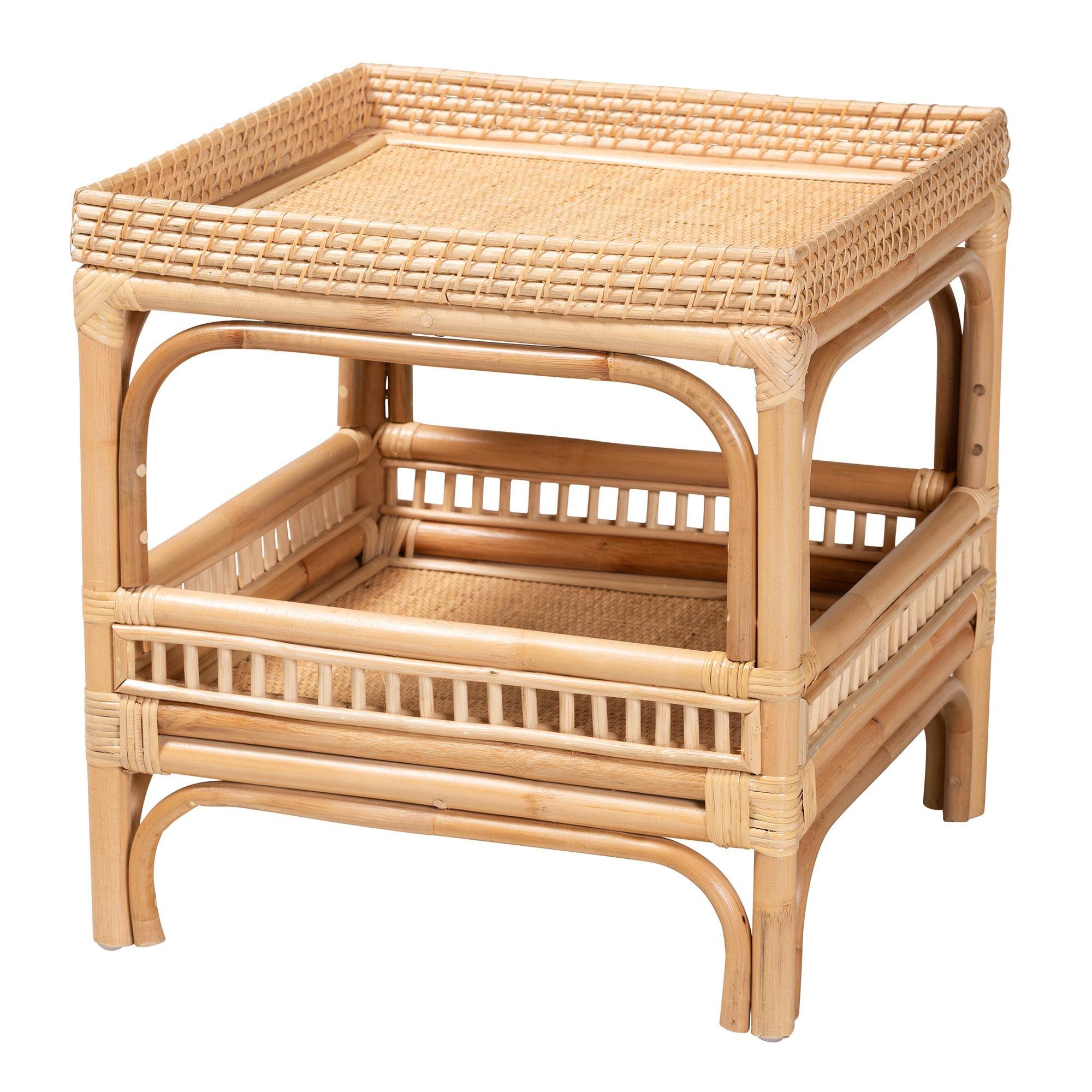 Bali & Pari Lombok Modern Bohemian Rattan End Table