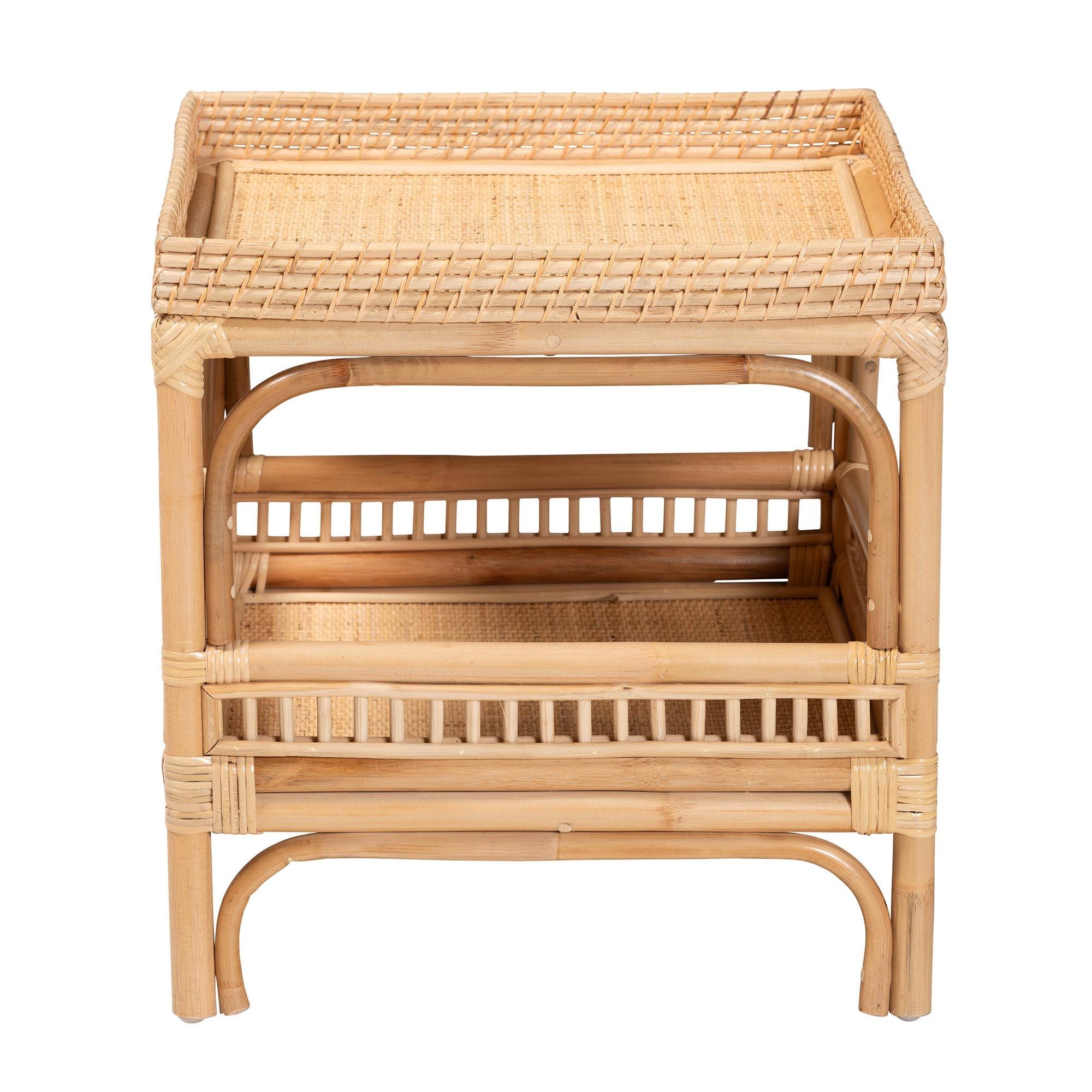 Bali & Pari Lombok Modern Bohemian Rattan End Table