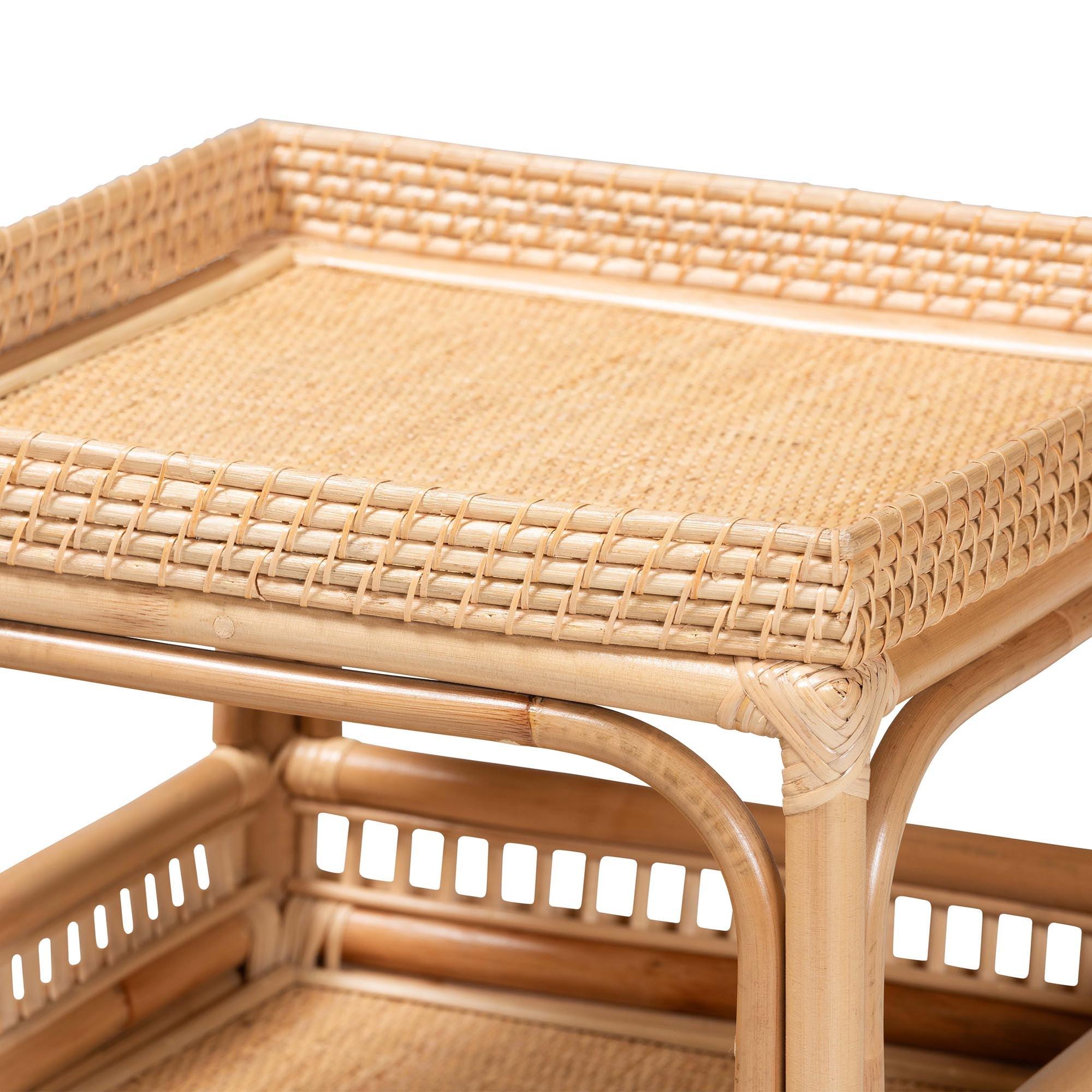 Bali & Pari Lombok Modern Bohemian Rattan End Table