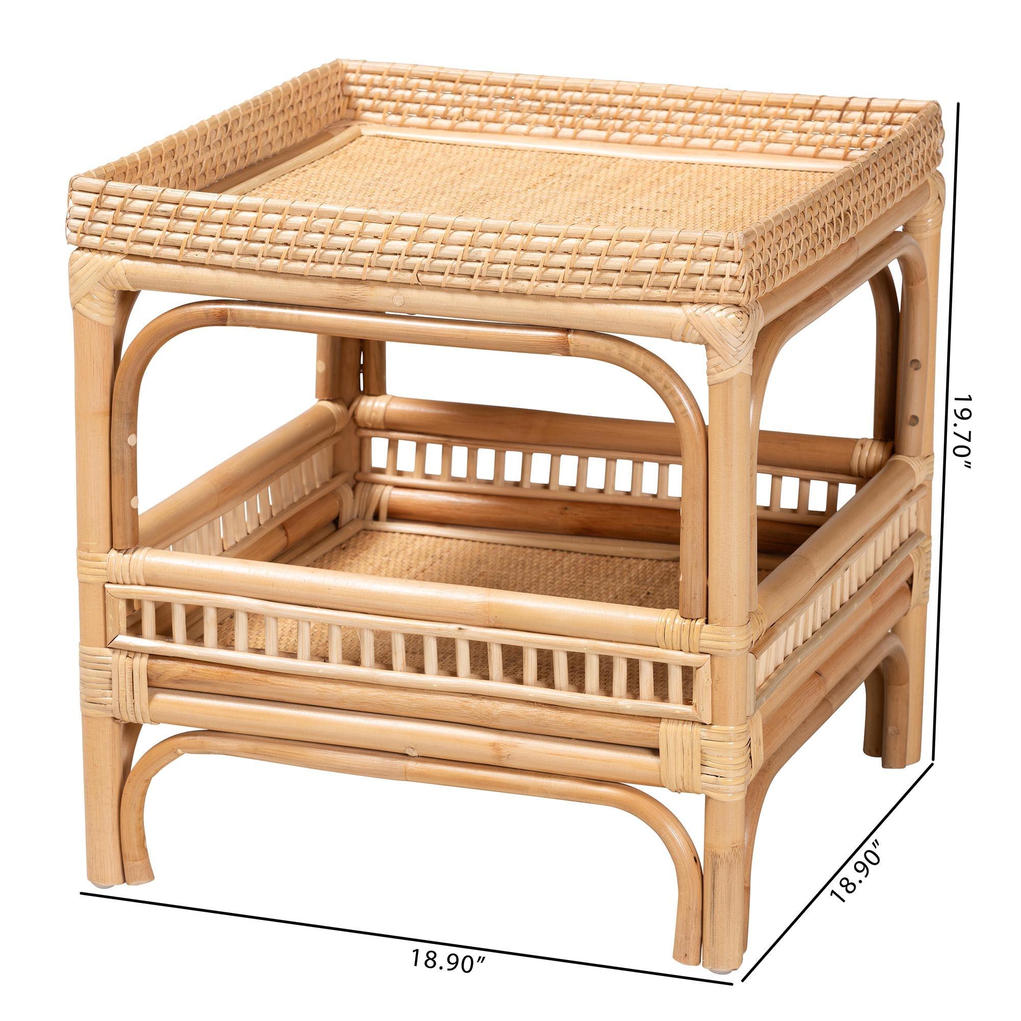 Bali & Pari Lombok Modern Bohemian Rattan End Table