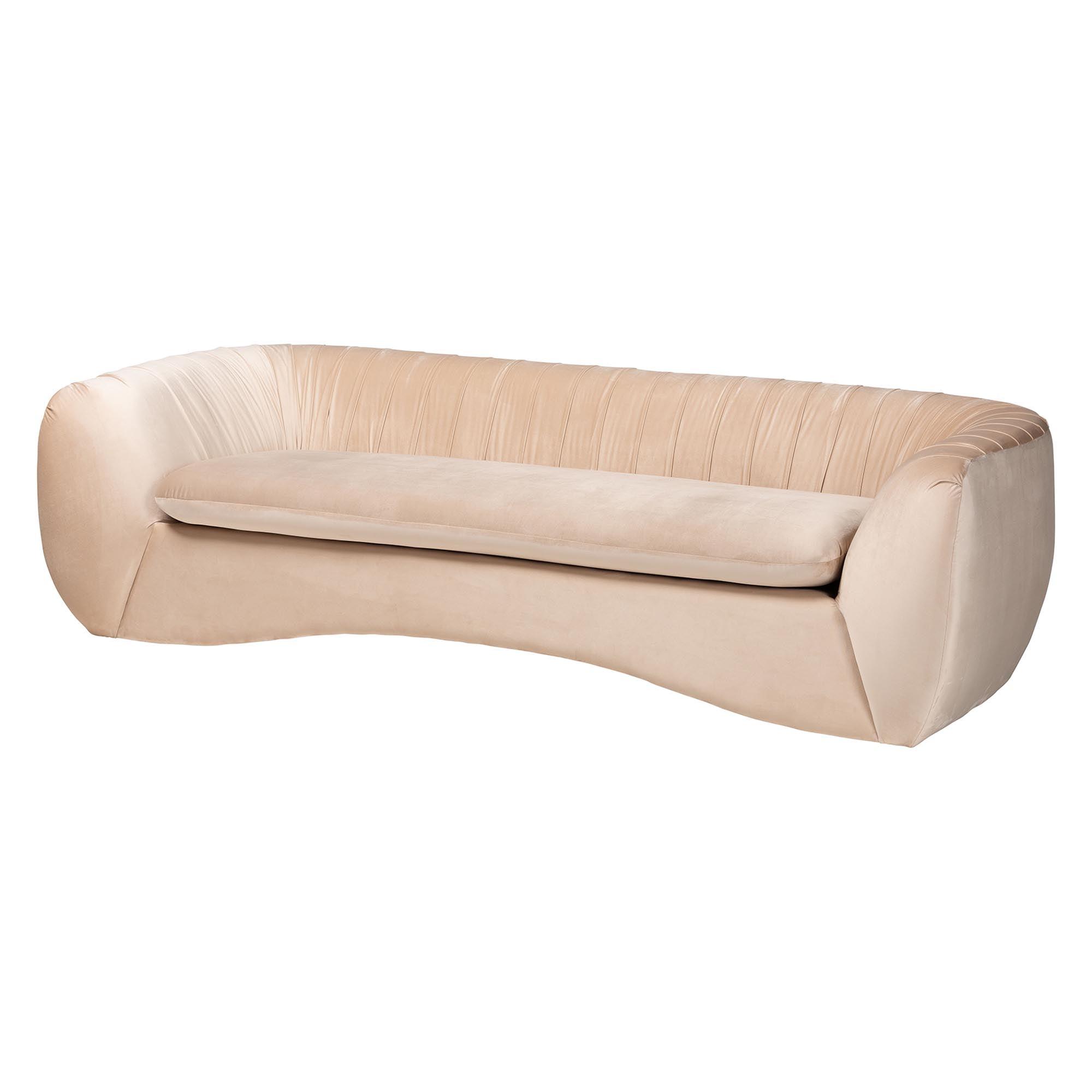 Adanna Glam and Luxe Champagne Velvet Fabric Sofa