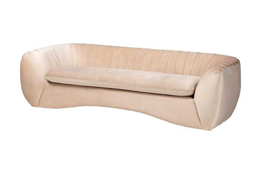 Adanna Glam and Luxe Champagne Velvet Fabric Sofa