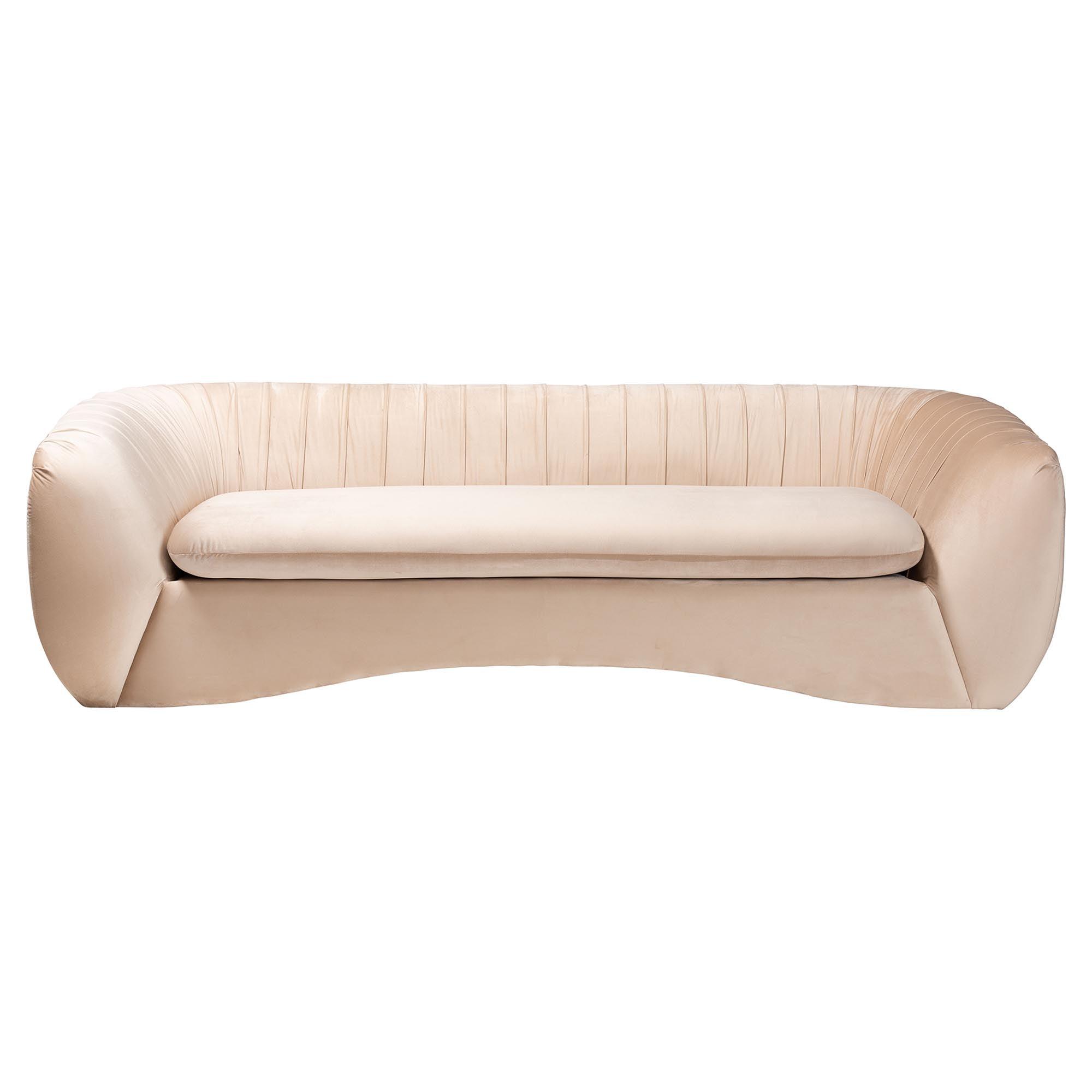 Adanna Glam and Luxe Champagne Velvet Fabric Sofa