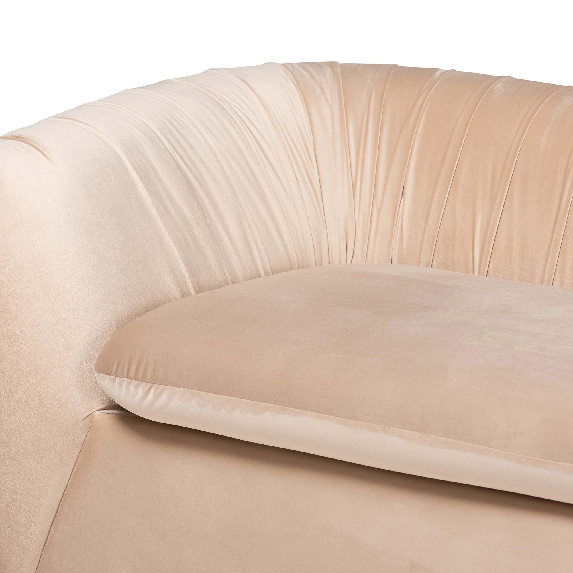 Adanna Glam and Luxe Champagne Velvet Fabric Sofa