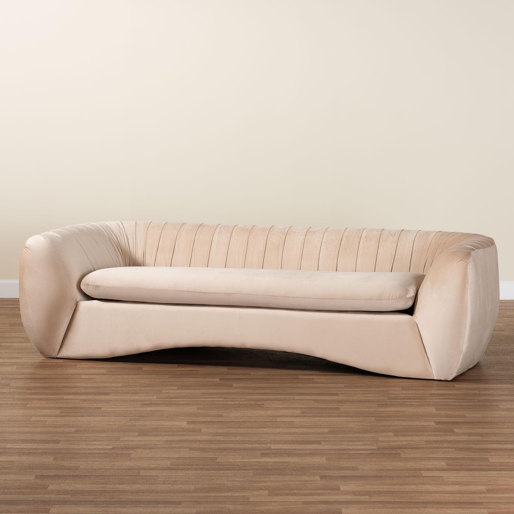 Adanna Glam and Luxe Champagne Velvet Fabric Sofa