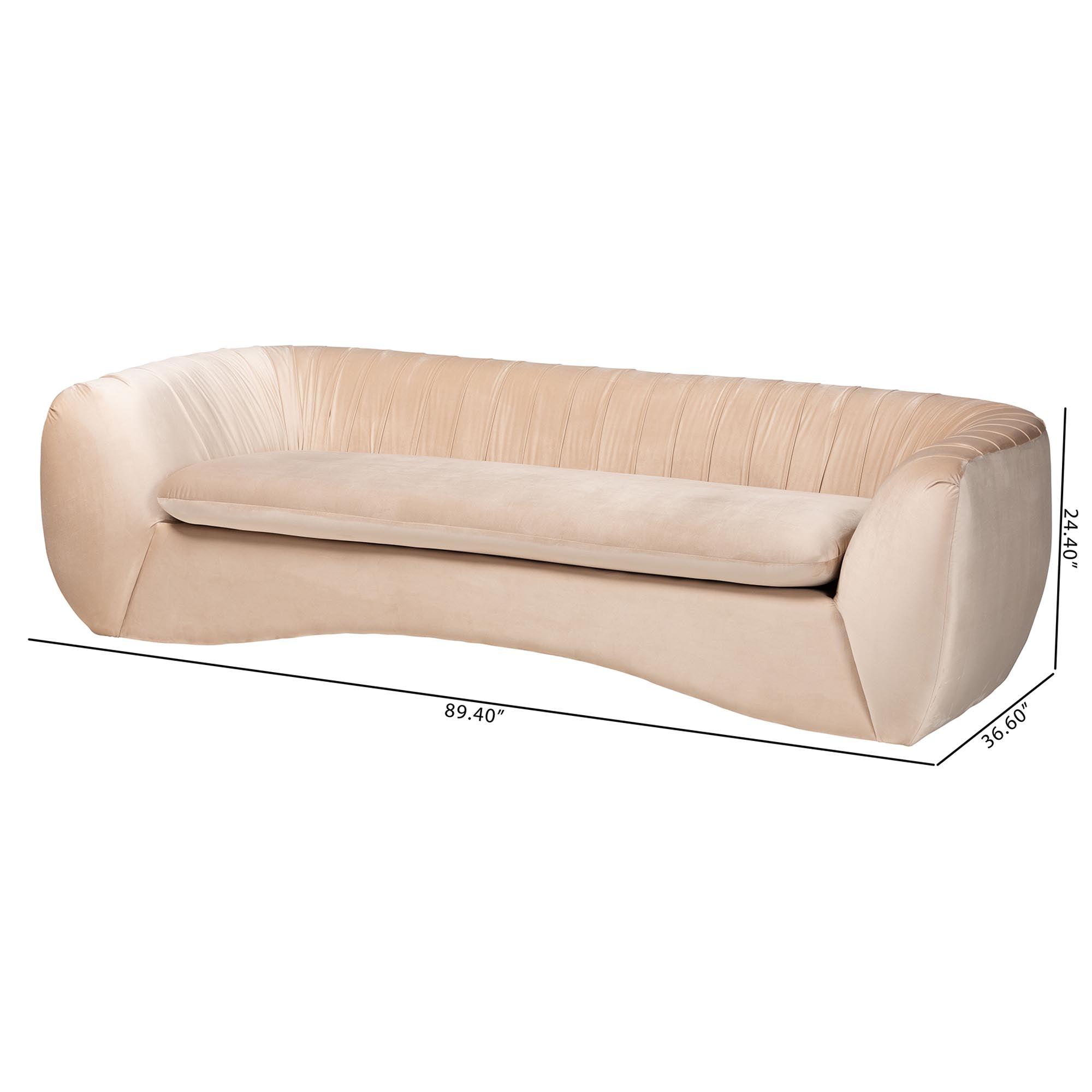 Adanna Glam and Luxe Champagne Velvet Fabric Sofa