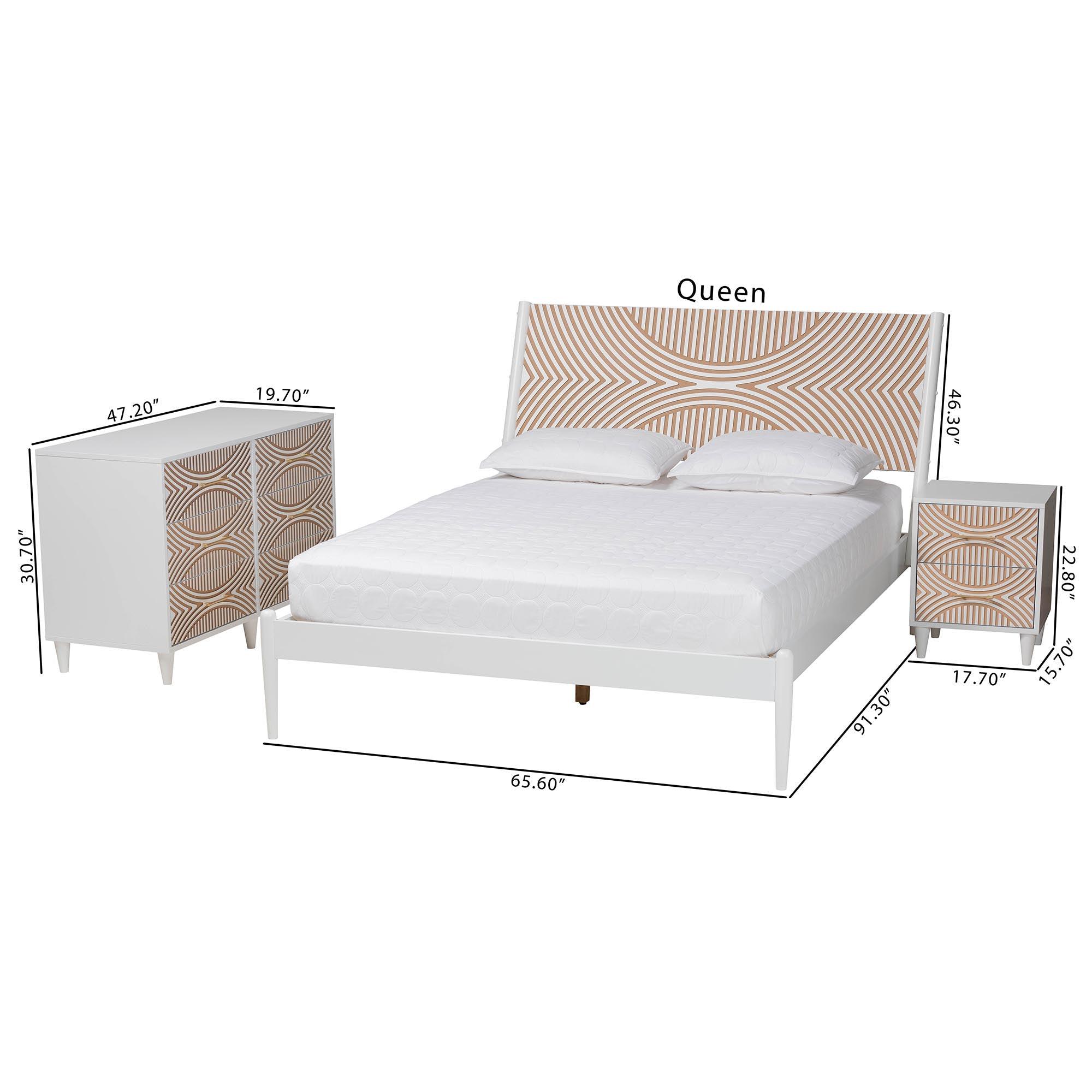Louetta Carved Contrasting 3-Piece Bedroom Set