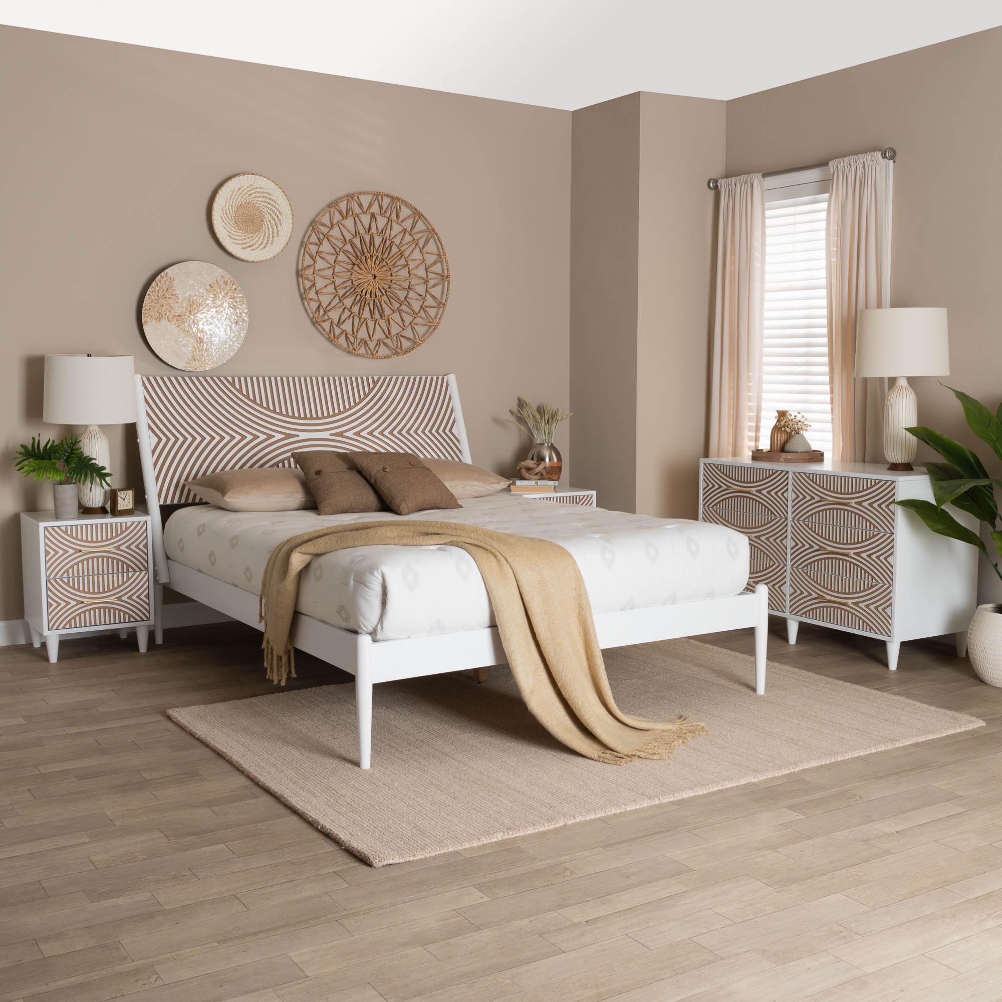 Louetta Coastal Caved Contrasting 4-Piece Bedroom Set