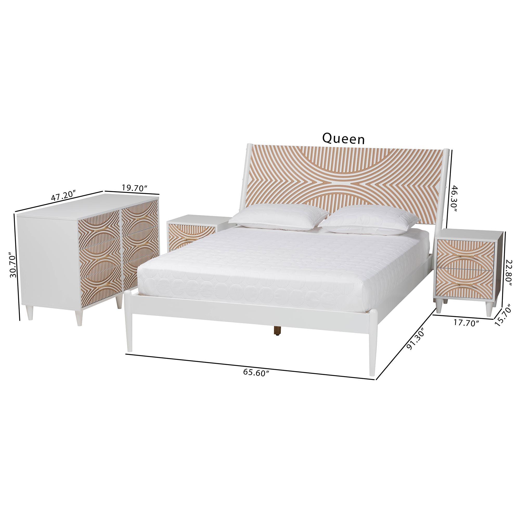 Louetta Carved Contrasting 4-Piece Bedroom Set