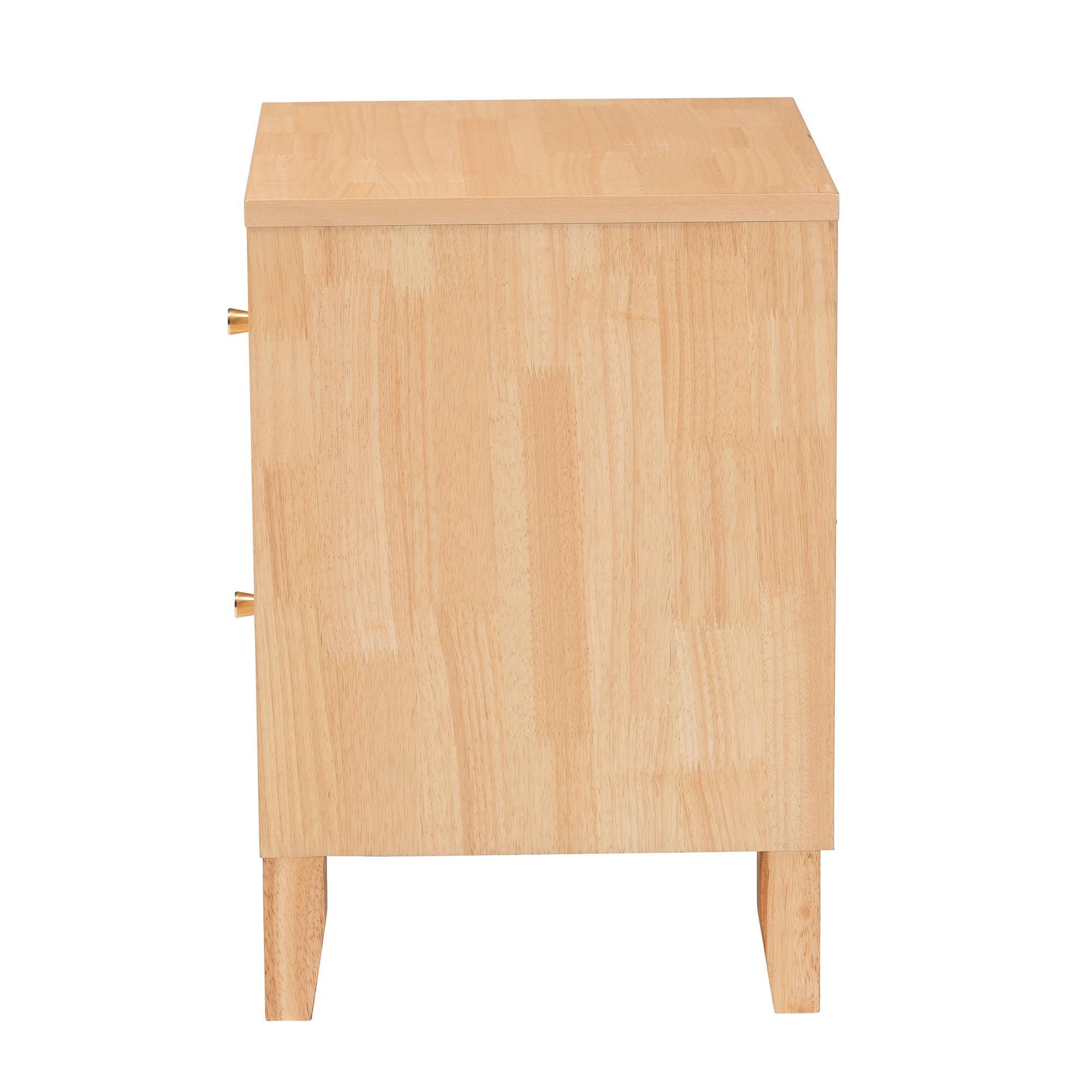 Hosea Japandi Carved Honeycomb 2-Drawer Nightstand