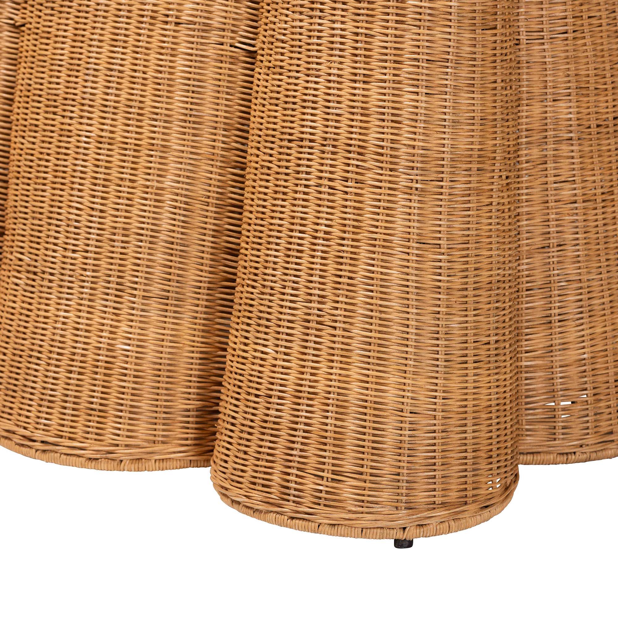 Bali & Pari Palm Bohemian Honey Scallop Rattan Console Table