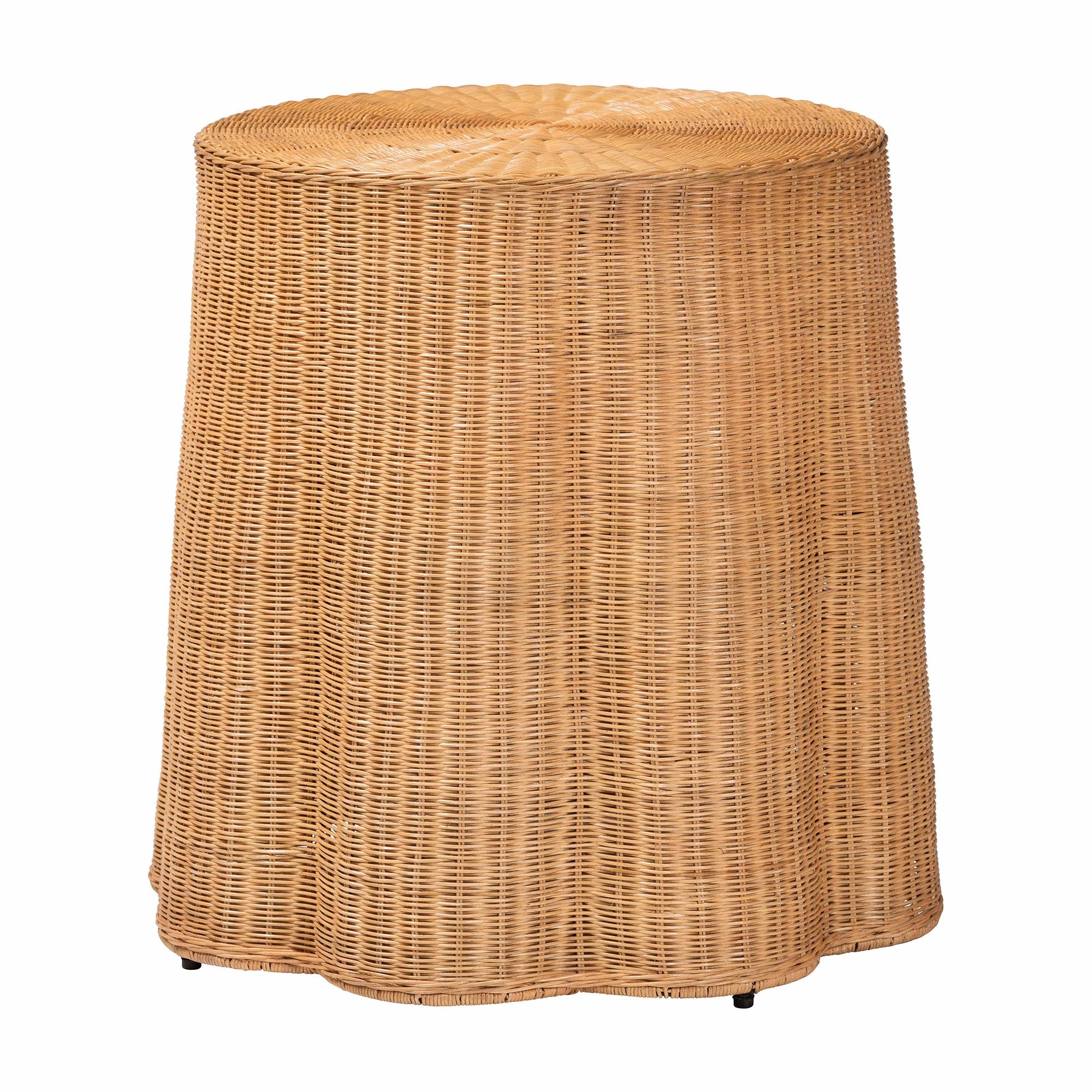 Bali & Pari Palm Bohemian Honey Scallop Rattan Console Table