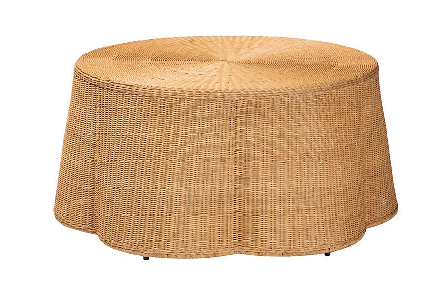 Bali & Pari Palm Bohemian Honey Scallop Rattan Coffee Table