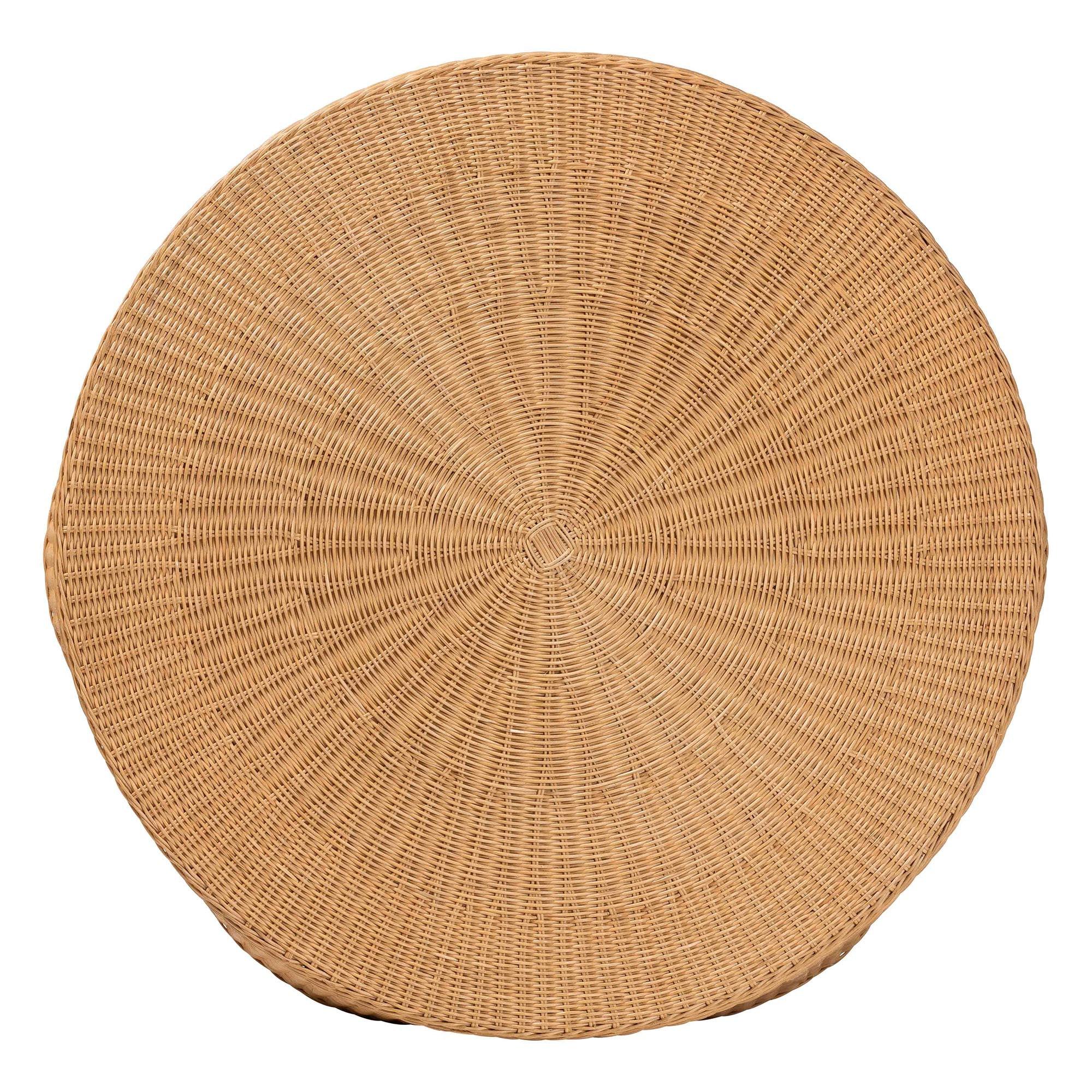Bali & Pari Palm Bohemian Honey Scallop Rattan Coffee Table
