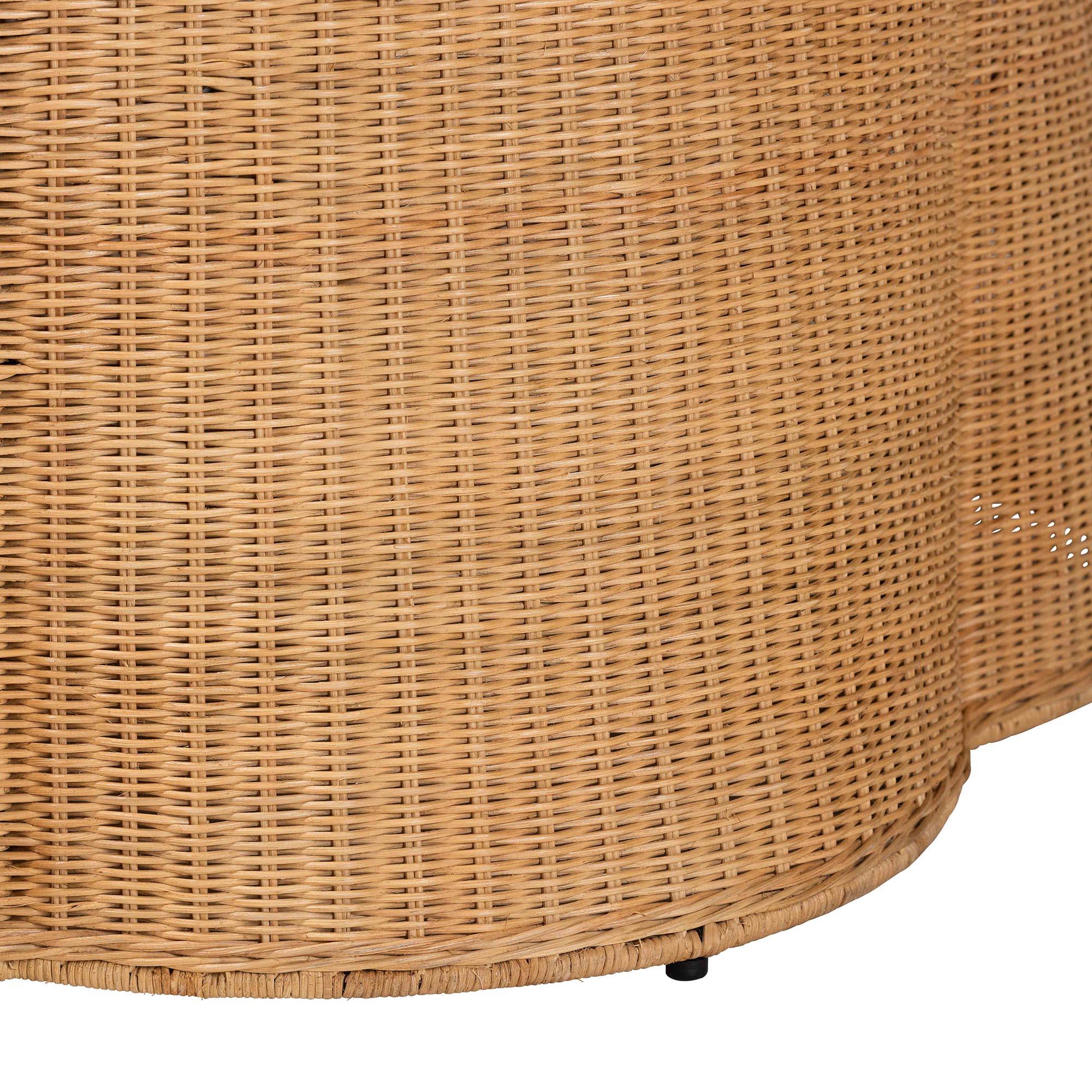 Bali & Pari Palm Bohemian Honey Scallop Rattan Coffee Table