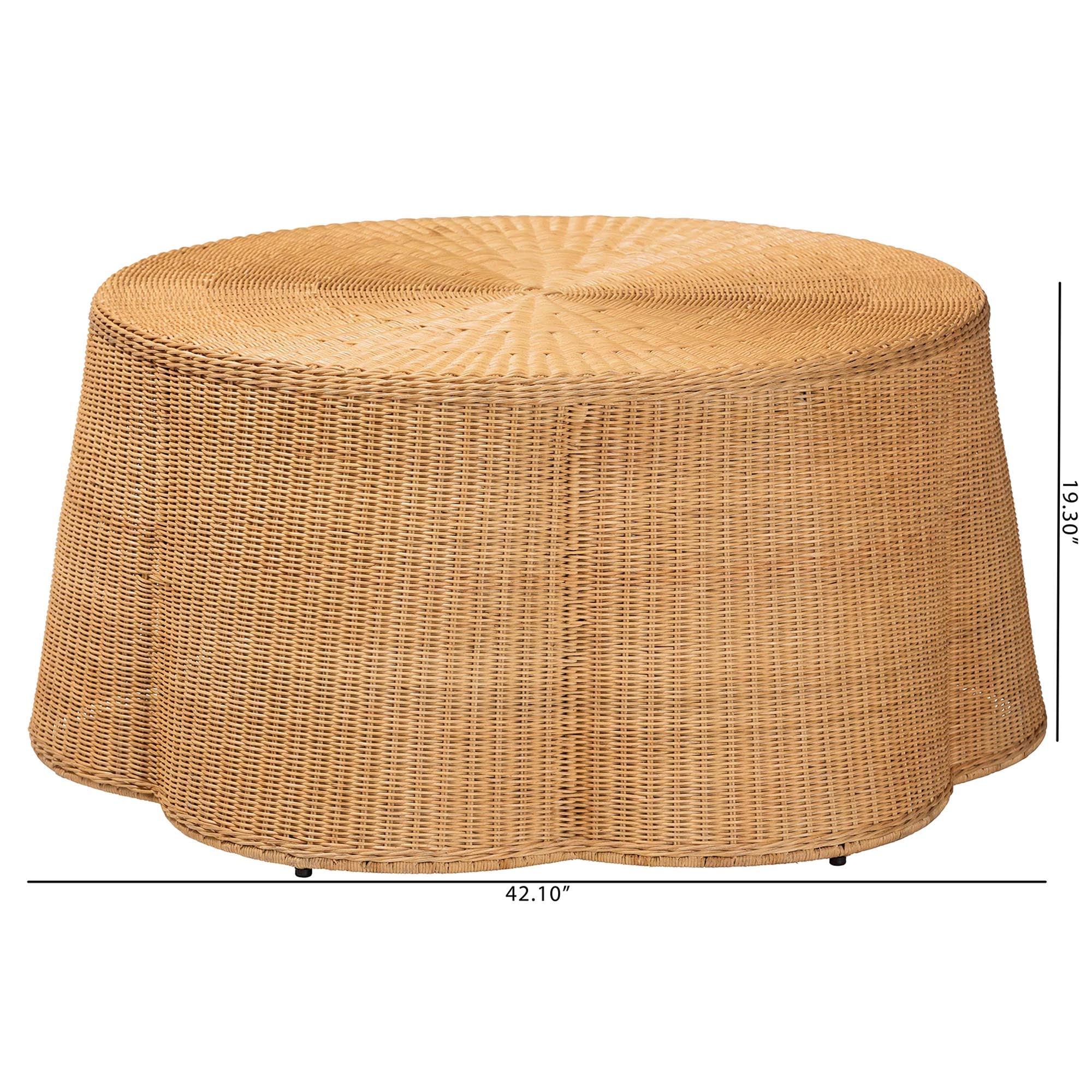 Bali & Pari Palm Bohemian Honey Scallop Rattan Coffee Table