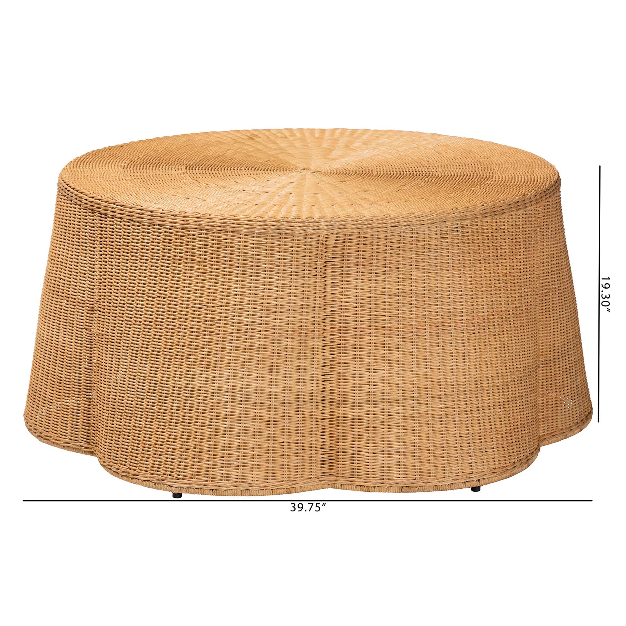 Bali & Pari Palm Bohemian Honey Scallop Rattan Coffee Table