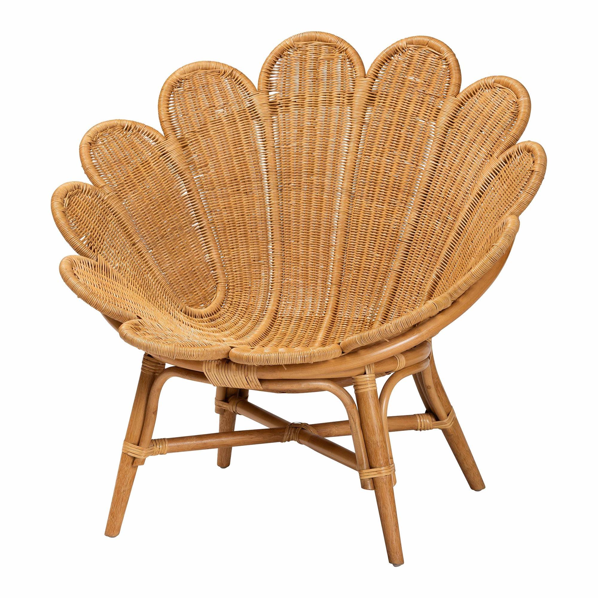 Bali & Pari Blossom Bohemian Honey Rattan Accent Flower Chair