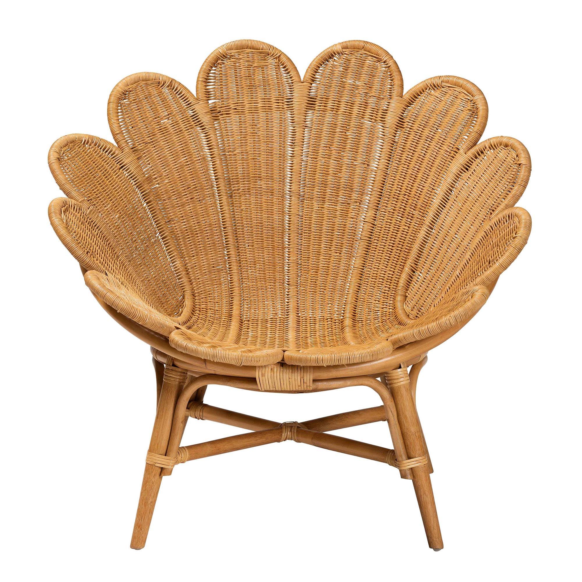 Bali & Pari Blossom Bohemian Honey Rattan Accent Flower Chair
