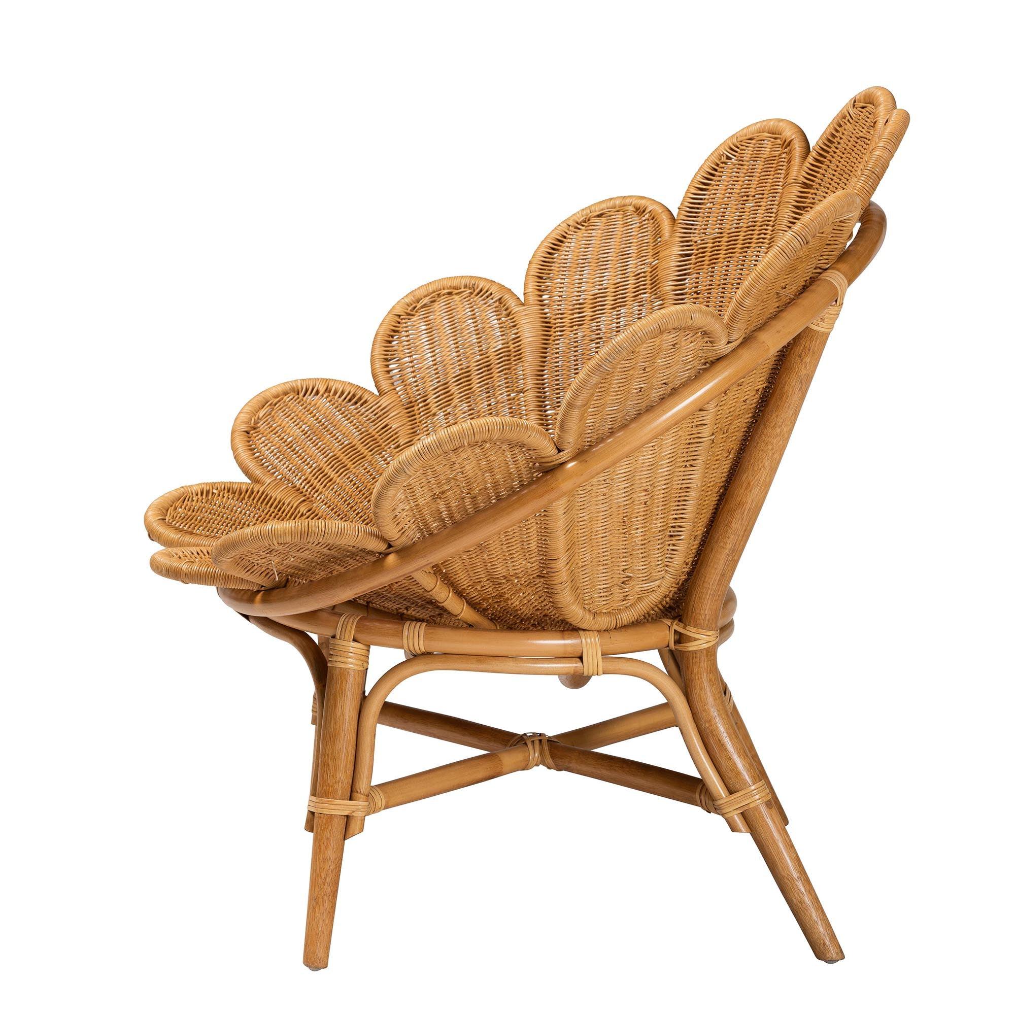 Bali & Pari Blossom Bohemian Honey Rattan Accent Flower Chair
