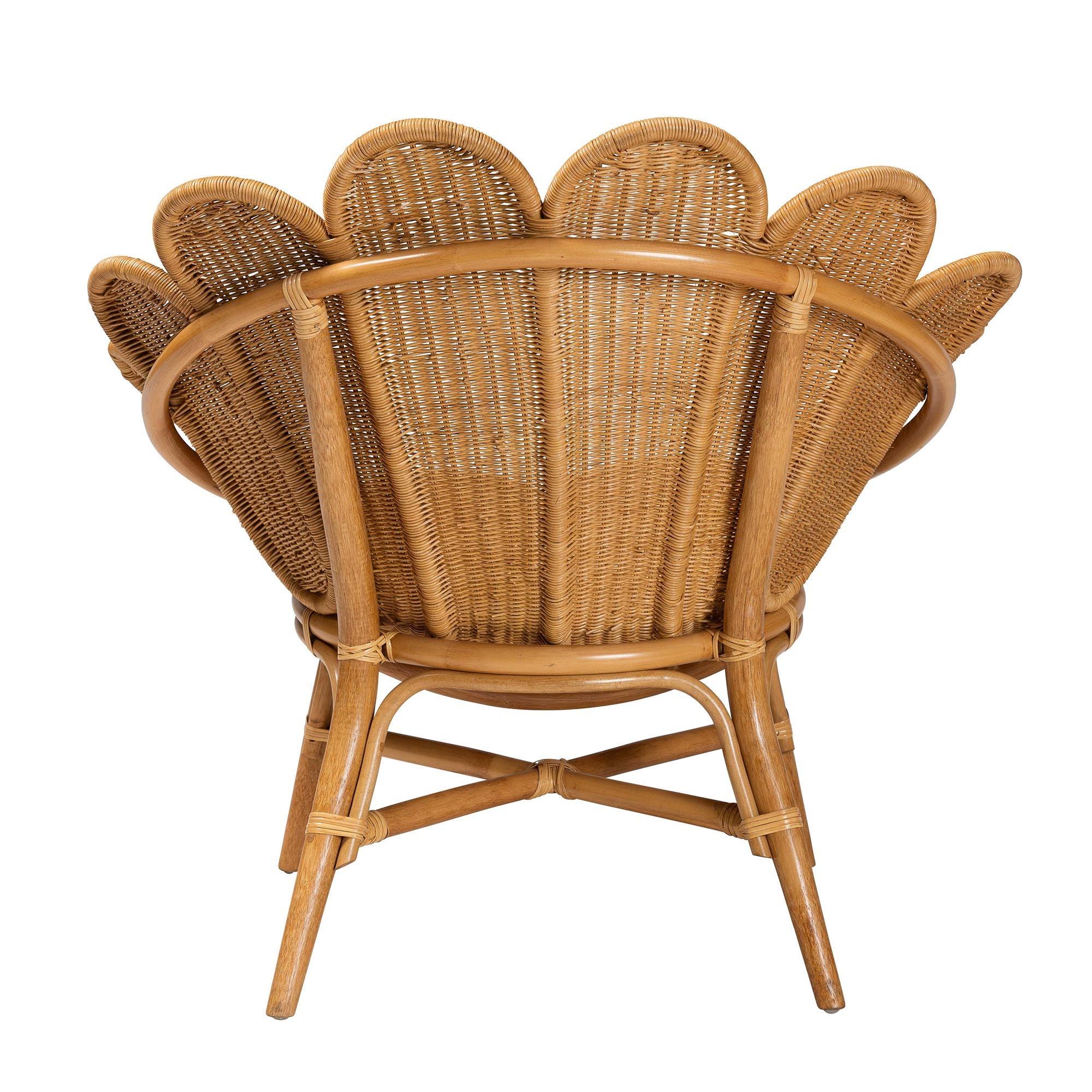 Bali & Pari Blossom Bohemian Honey Rattan Accent Flower Chair