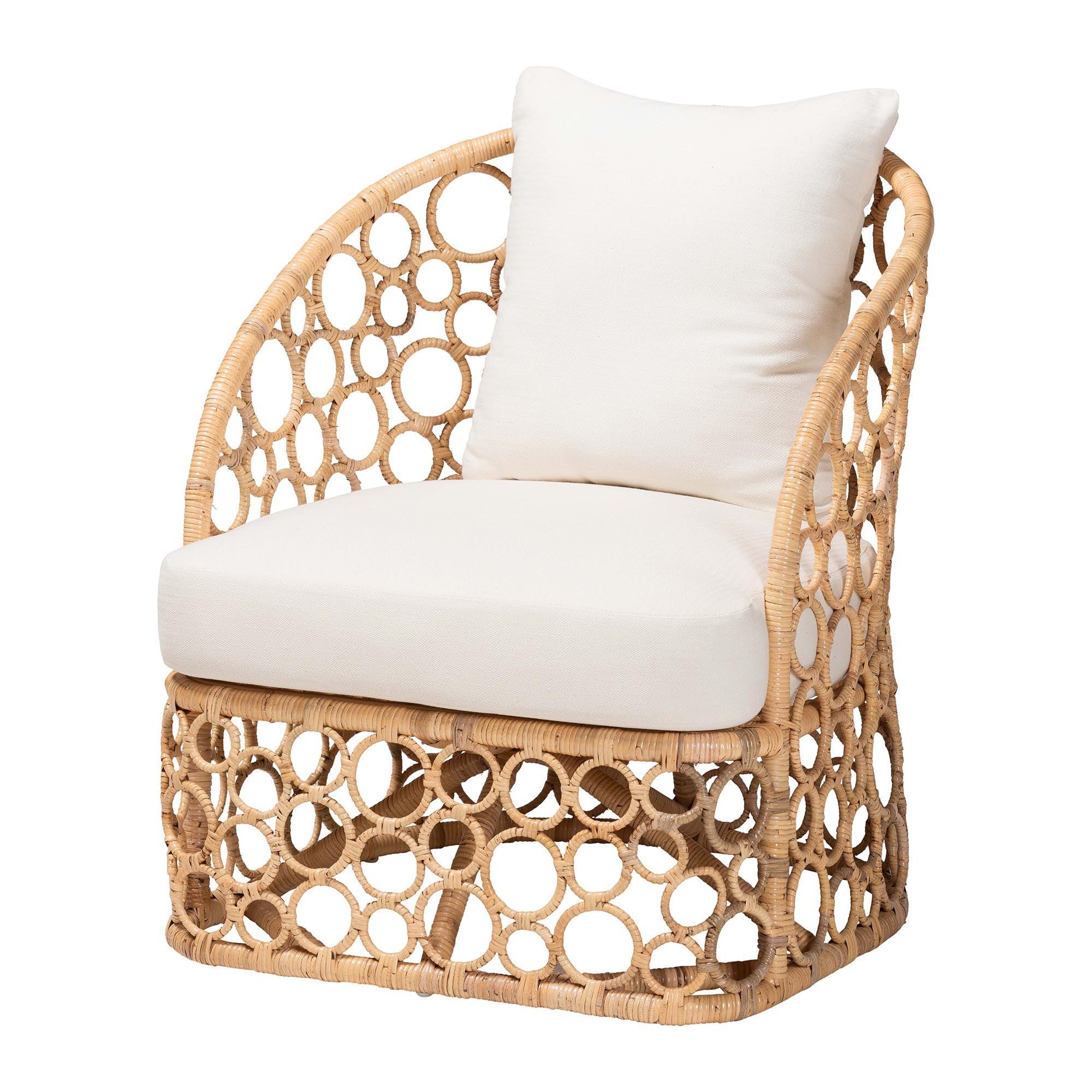 Bali & Pari Prisca Bohemian Light Honey Rattan Accent Chair