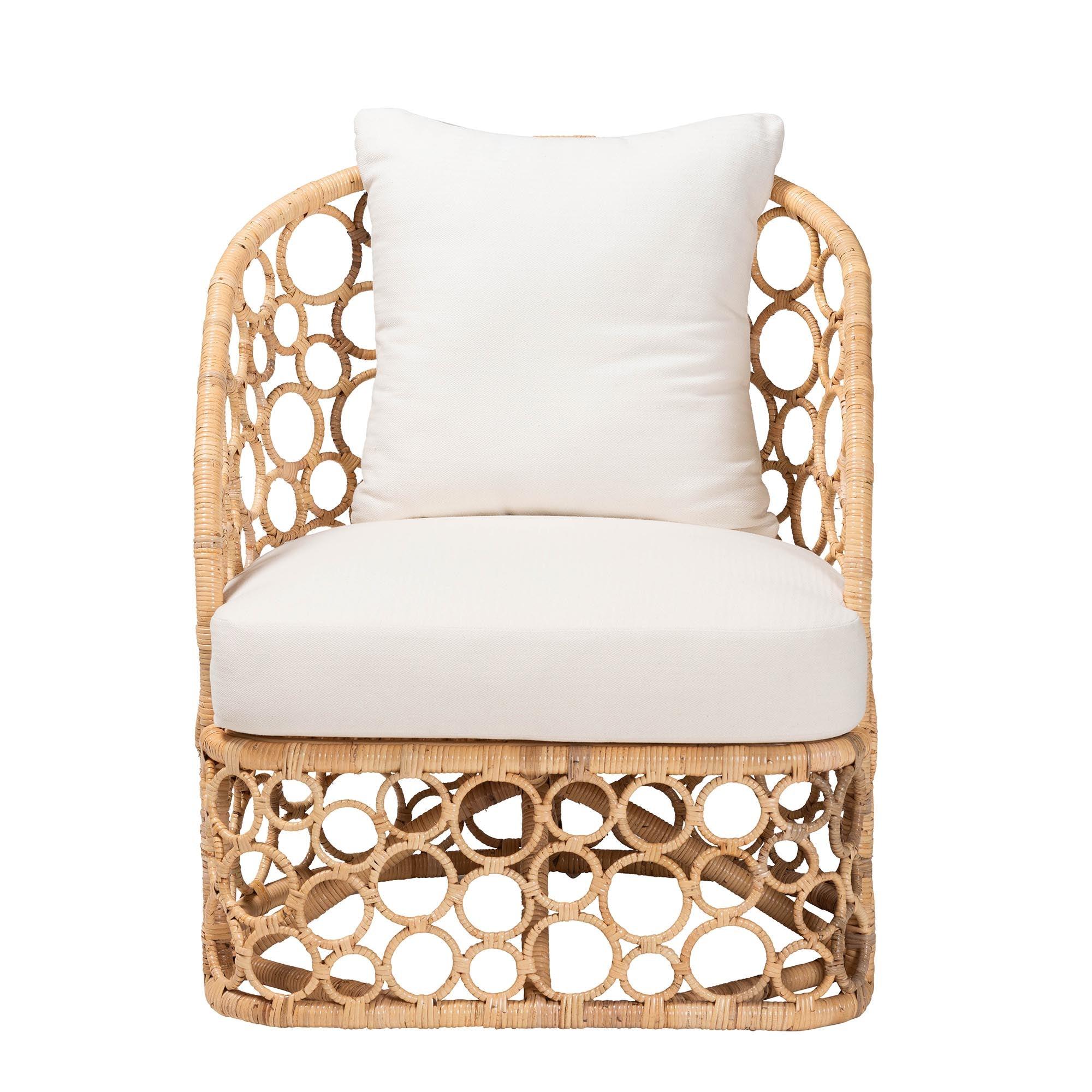 Bali & Pari Prisca Bohemian Light Honey Rattan Accent Chair